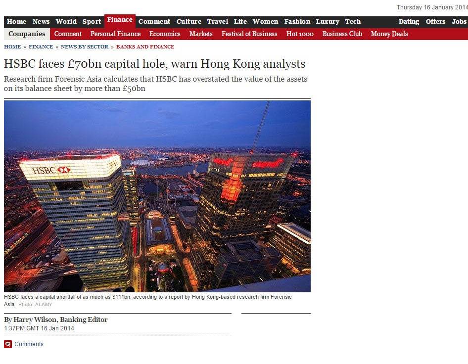 A cached version of the original HSBC story that the Telegraph has since taken down