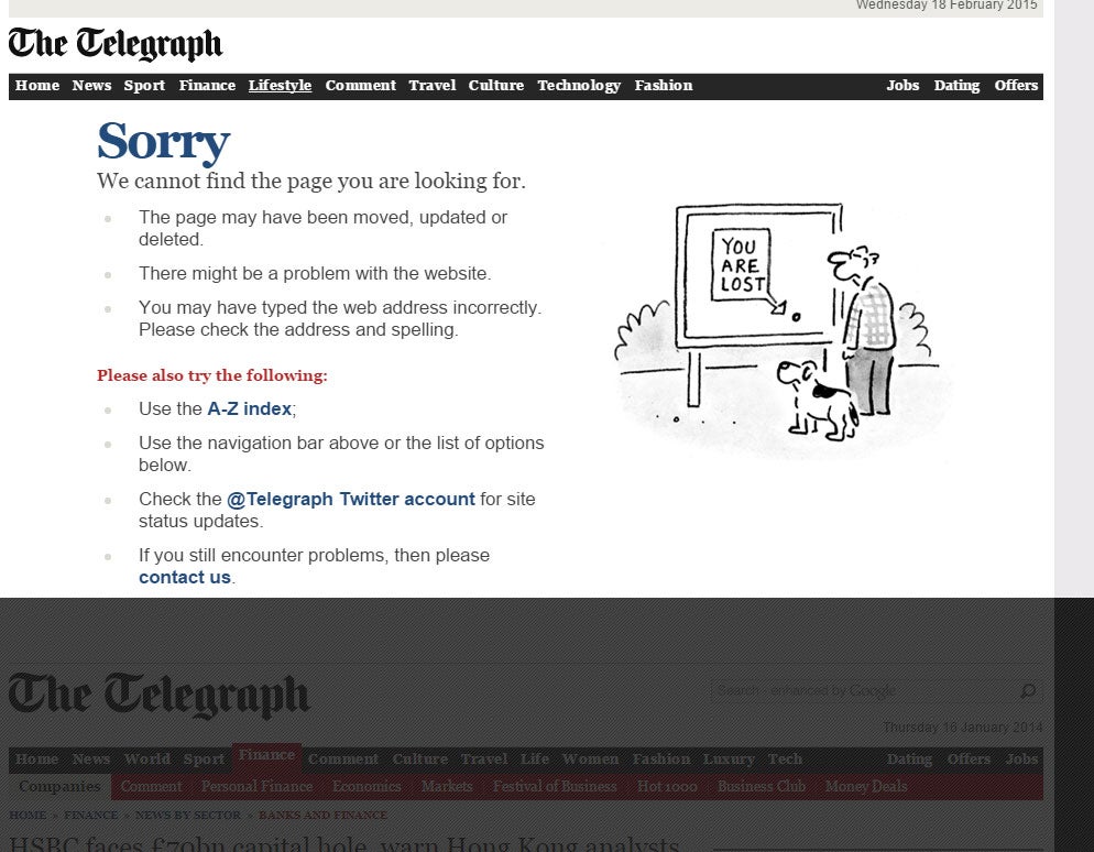 What the link looks like now on the Telegraph website