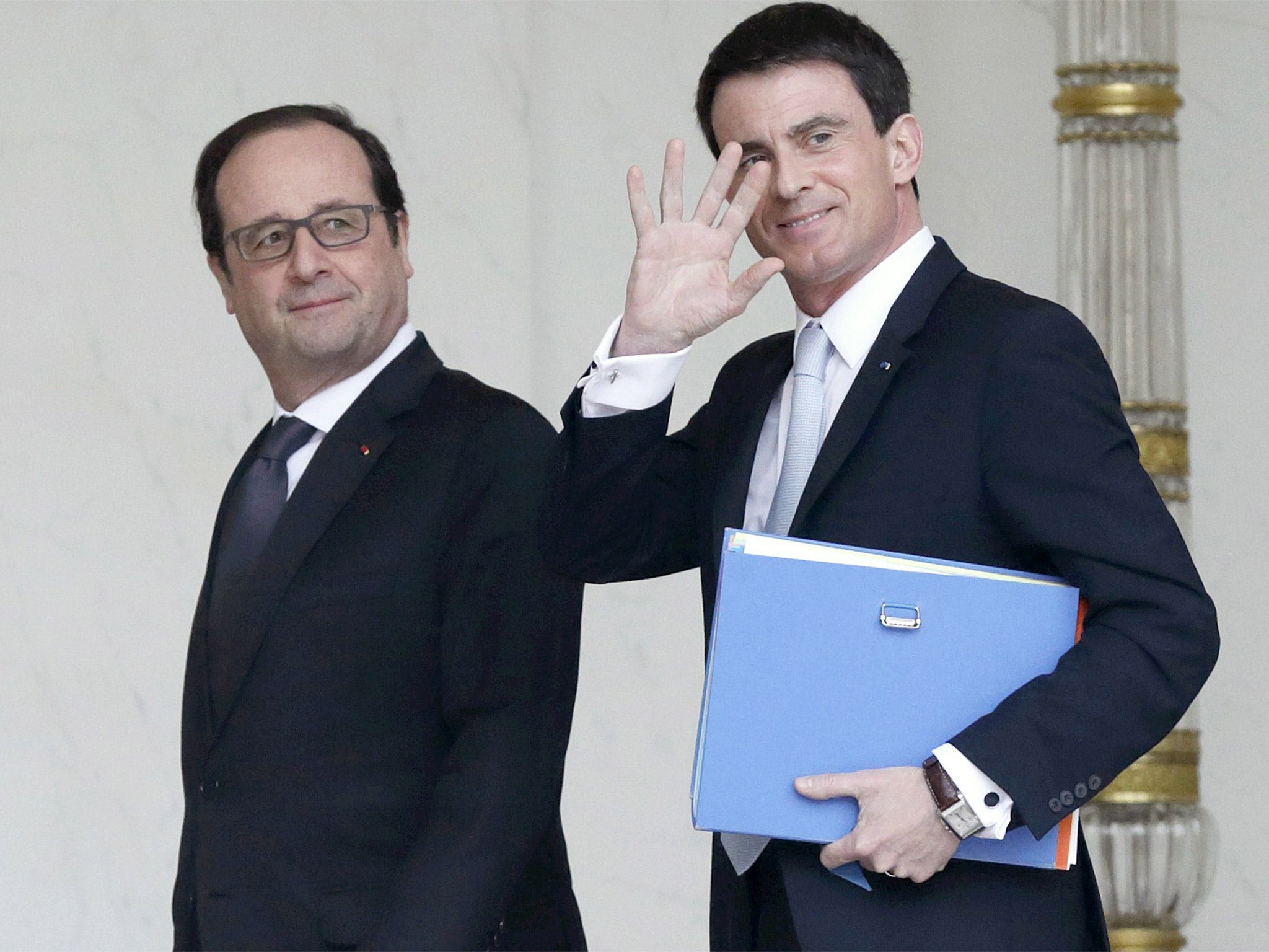 President Hollande with Prime Minister Manuel Valls at the Elysee Palace in Paris, on Wednesday