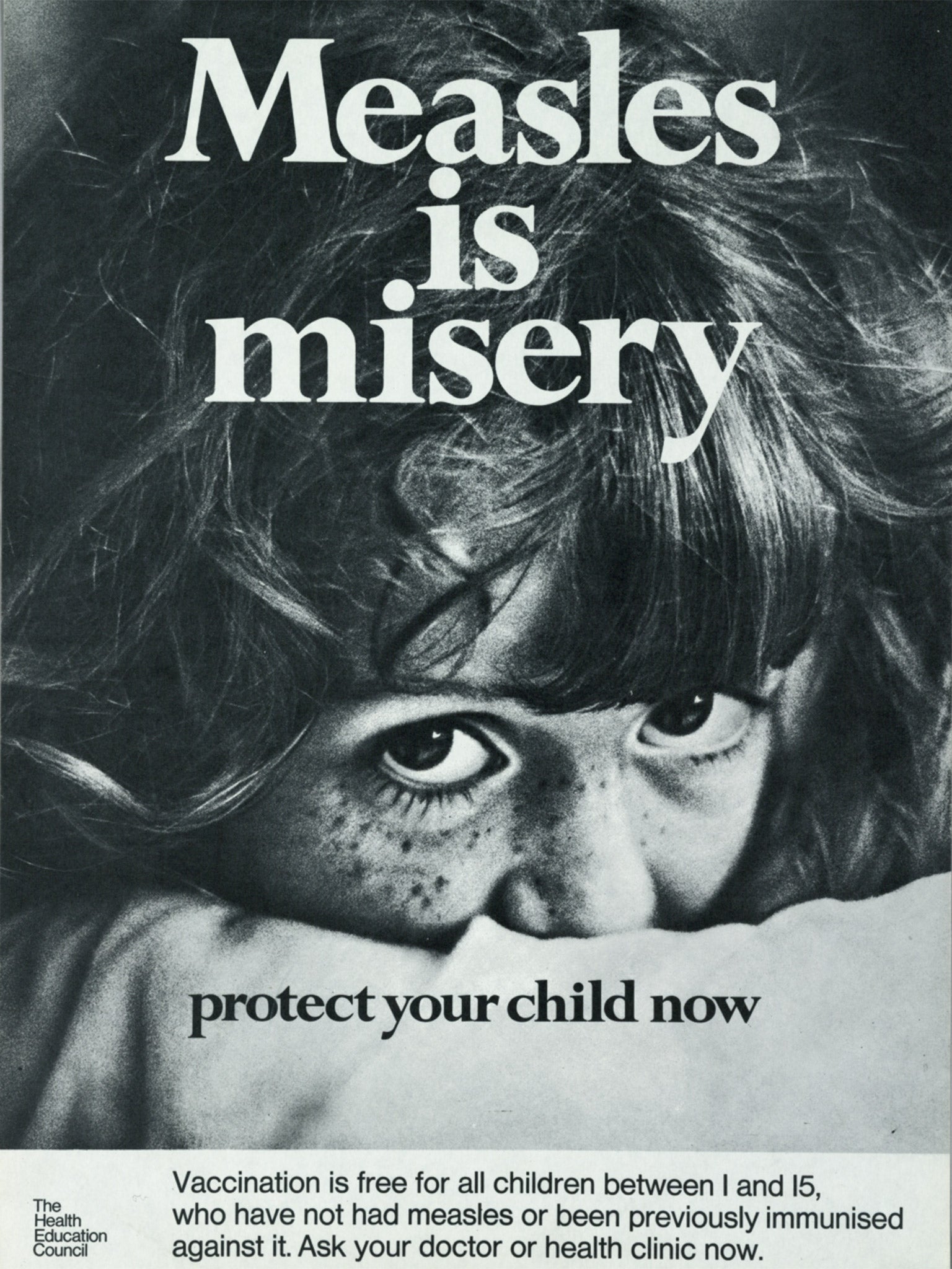 A measles awareness poster from 1969