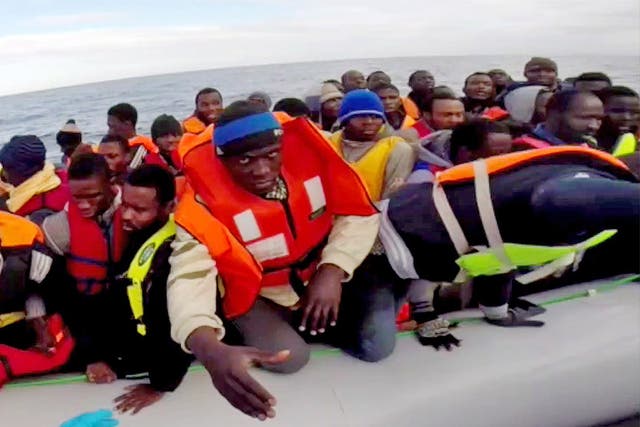 Migrants are rescued off the coast of Sicily by Italian Coast Guards on Wednesday; 5,302 migrants have arrived from Libya since January
