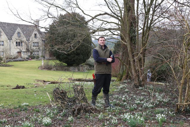 Owen Vaughan tending the garden at Rookwoods
