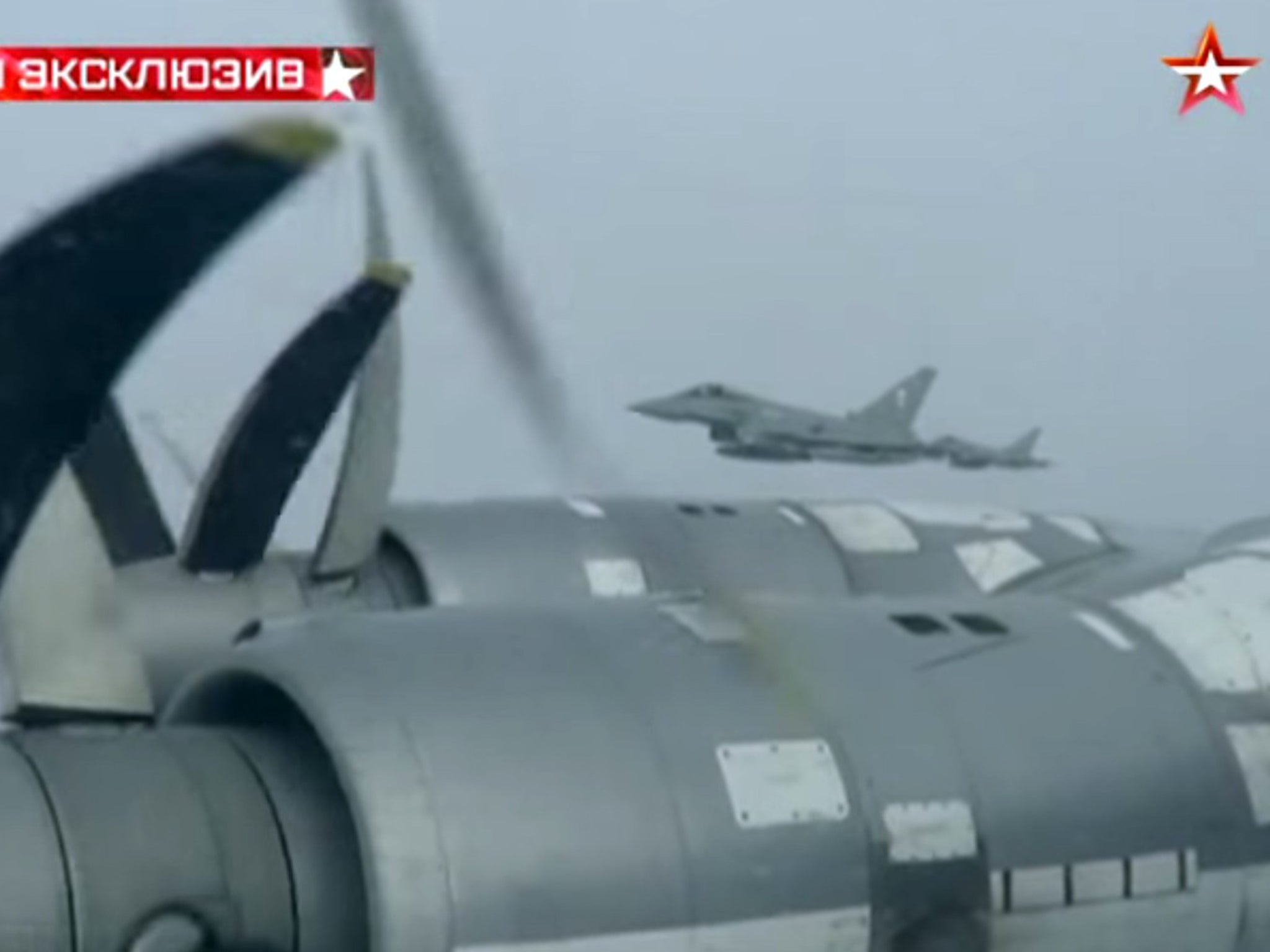 Footage released by the Russian Defence Ministry yesterday shows a Nato jet escorting a Tu-95 Bear bomber of the kind involved in Wednesday’s incident