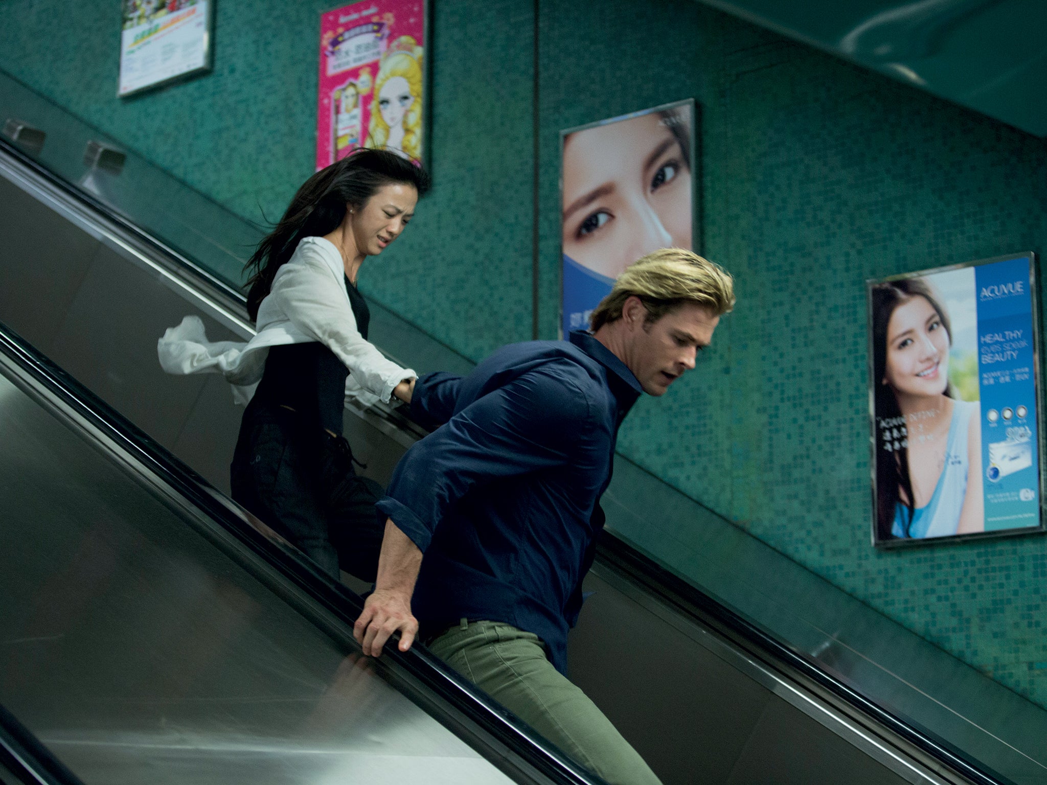 Escalating tension: Tang Wei and Chris Hemsworth in ‘Blackhat’