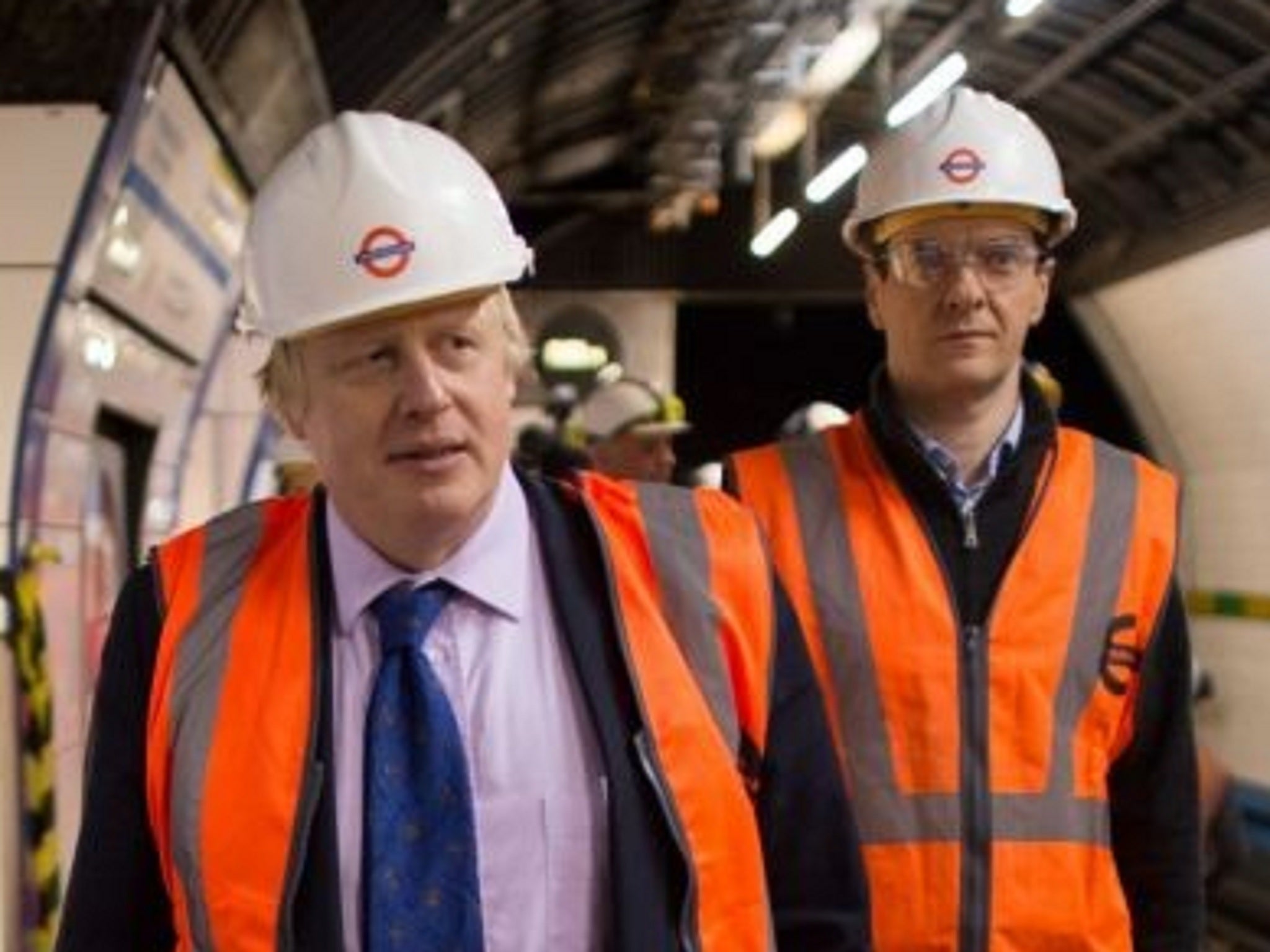 Boris Johnson and George Osborne at Victoria station