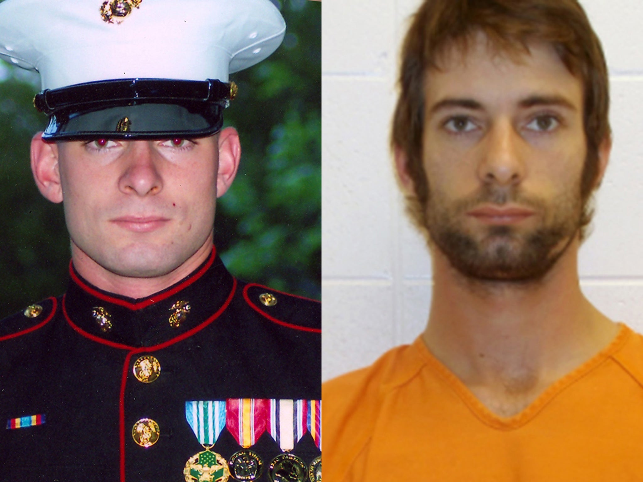 Eddie Ray Routh as a Marine and after his arrest