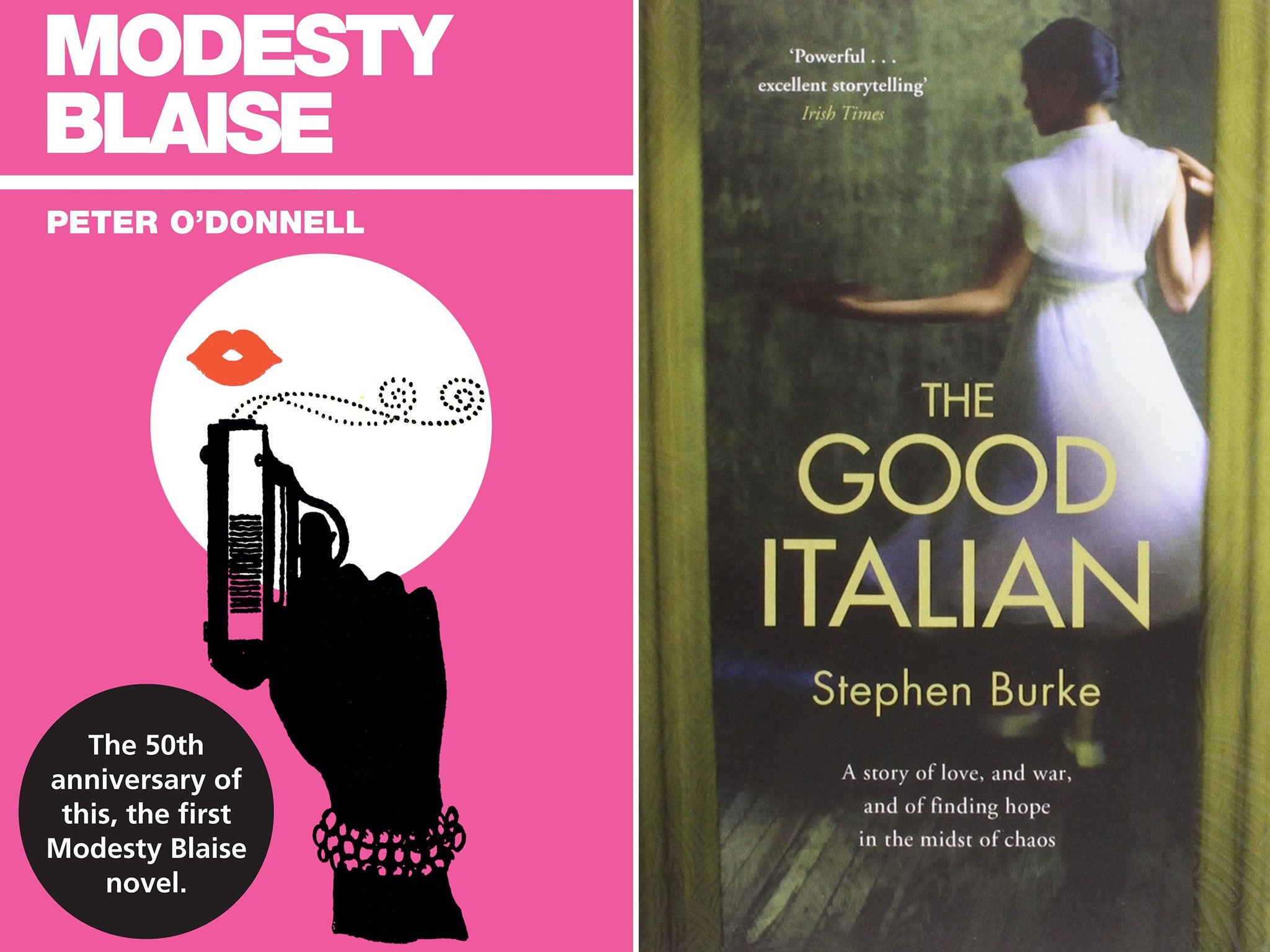 Modesty Blaise by Peter O’Donnell and The Good Italian by Stephen Burke