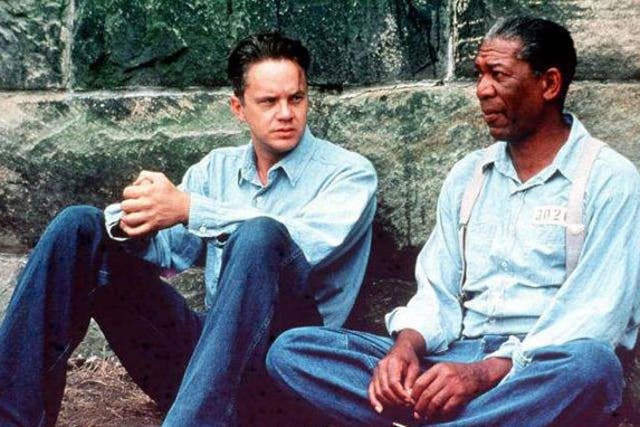 Morgan Freeman and Tim Robbins as Red and Andy in 1994 movie The Shawshank Redemption