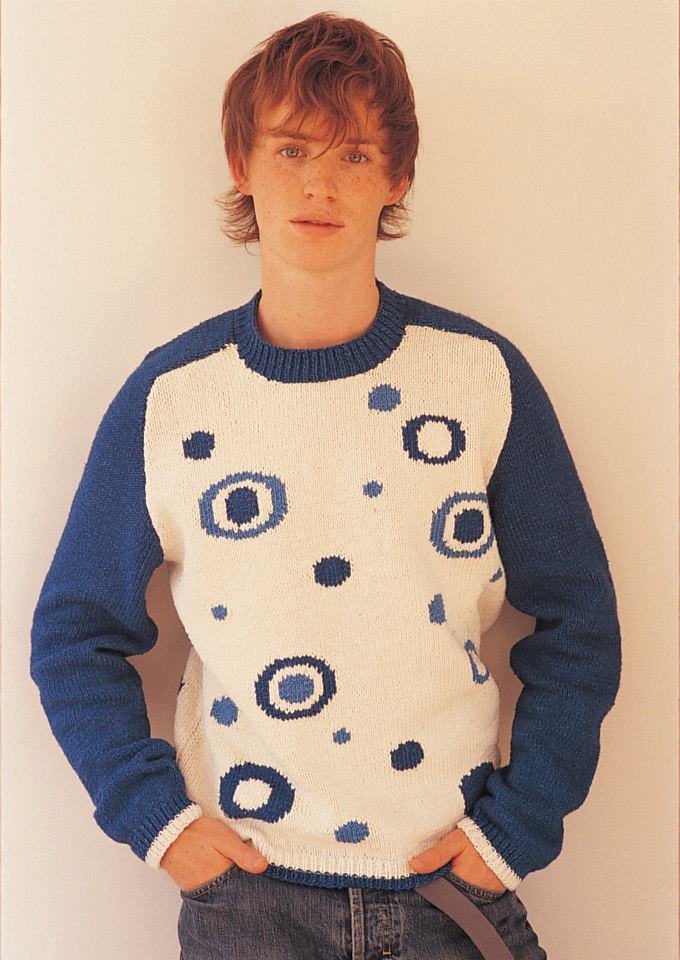 Eddie Redmayne in snaps from a 2004 Rowan Yarns catalogue
