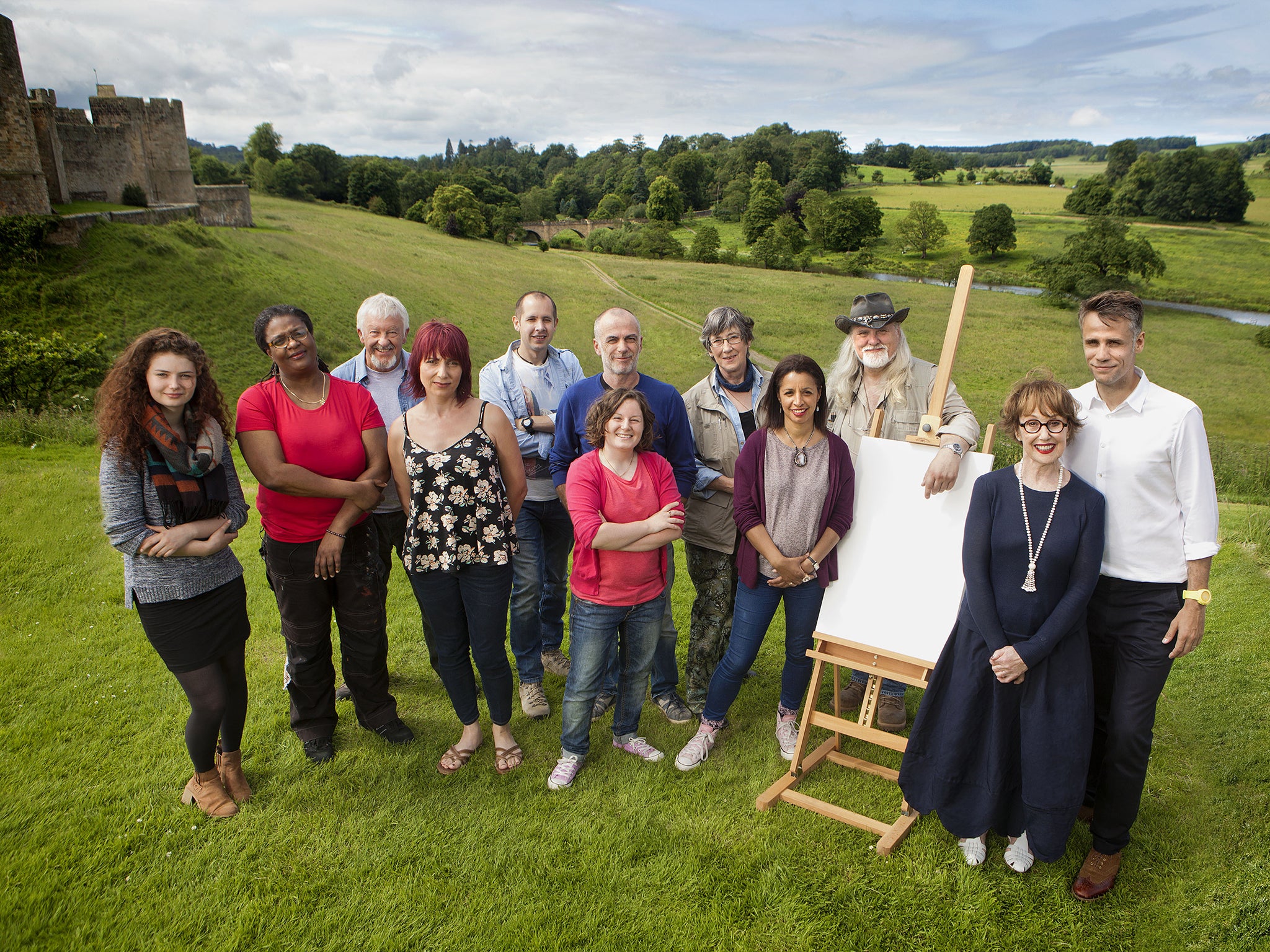 Claire Parker, Anne Blankson-Hemans, Melvyn Flint, Alison Stafford, Richard Salter, Paul Bell, Amy Goldring, Anthea Lay, Heather Harding, Jan Szymczuk, Una Stubbs and Richard Bacon in The Big Painting Challenge