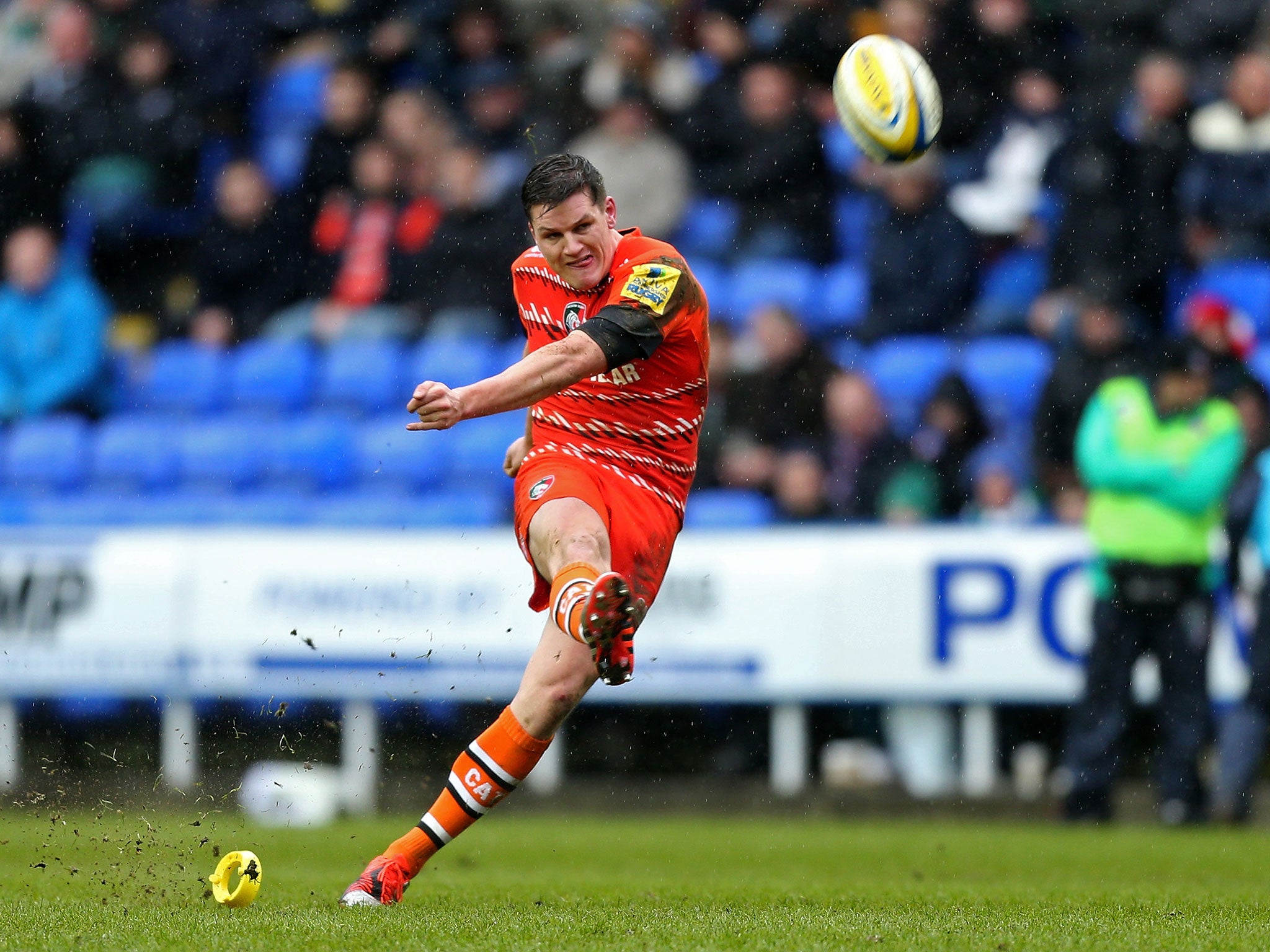 Freddie Burns, who went off with concussion, kicks one of his two penalties for the victorious Tigers