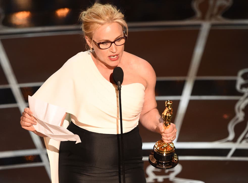 Patricia Arquette making her acceptance speech for winning Best Actress Award