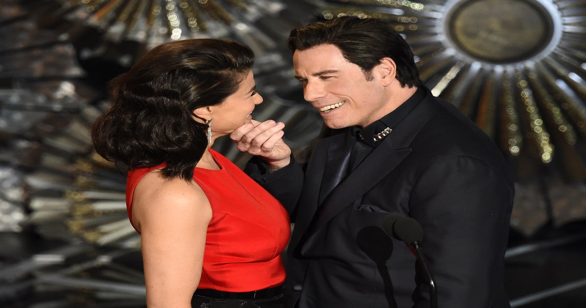 At the Oscars, Travolta and Menzel make light of last year's gaffe