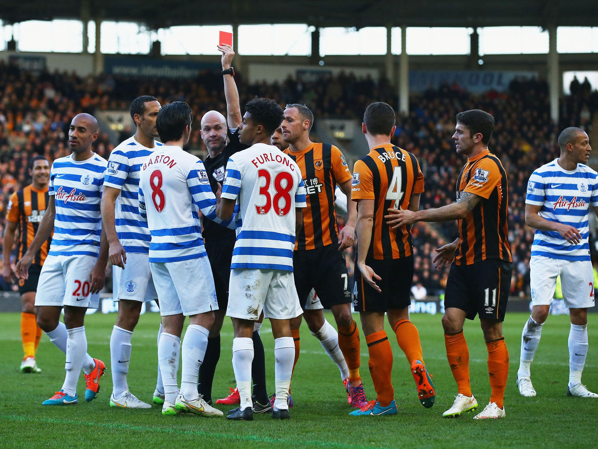 Barton is sent-off for lashing out at Huddlestone