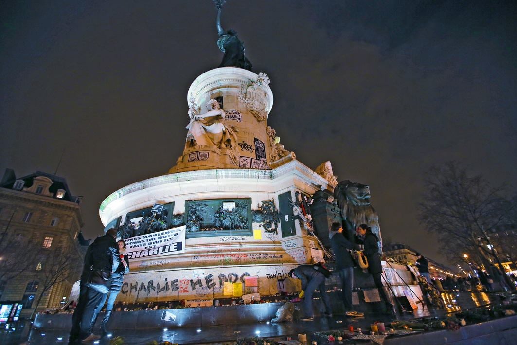 The Paris memorial to the Charlie Hebdo attacks is cared for by the group '17 Never Again'