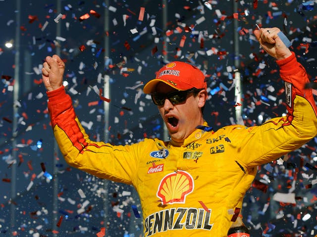 Joey Logano celebrates his Daytona 500 victory