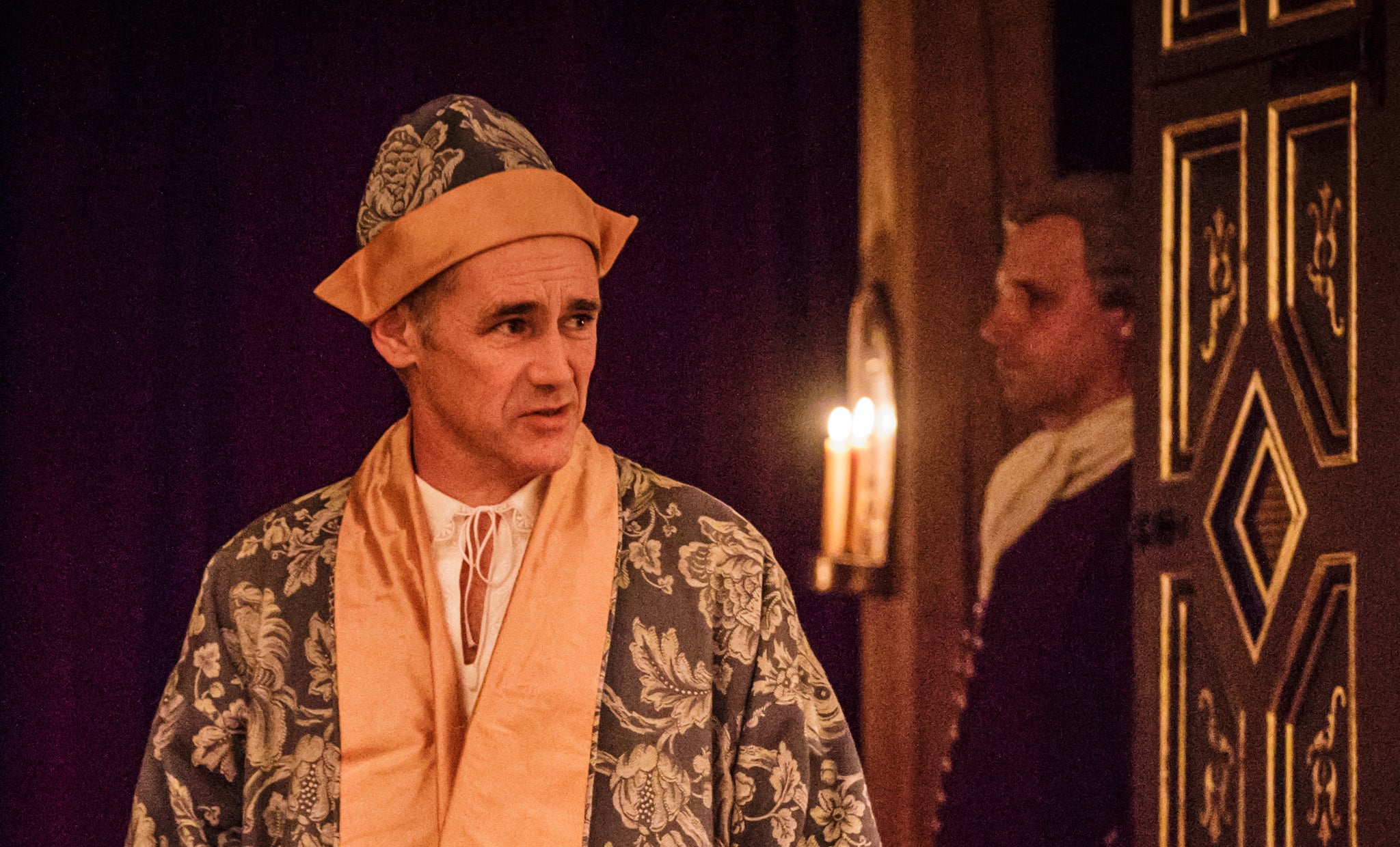 Mark Rylance as King Philippe in Farinelli and the King at the Sam Wanamaker Playhouse