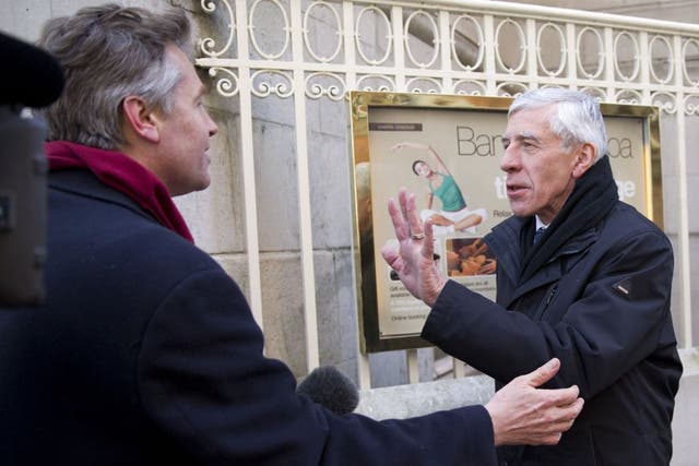 Jack Straw meets journalists as he arrives at Millbank Studios to carry out interviews over the cash for access scandal