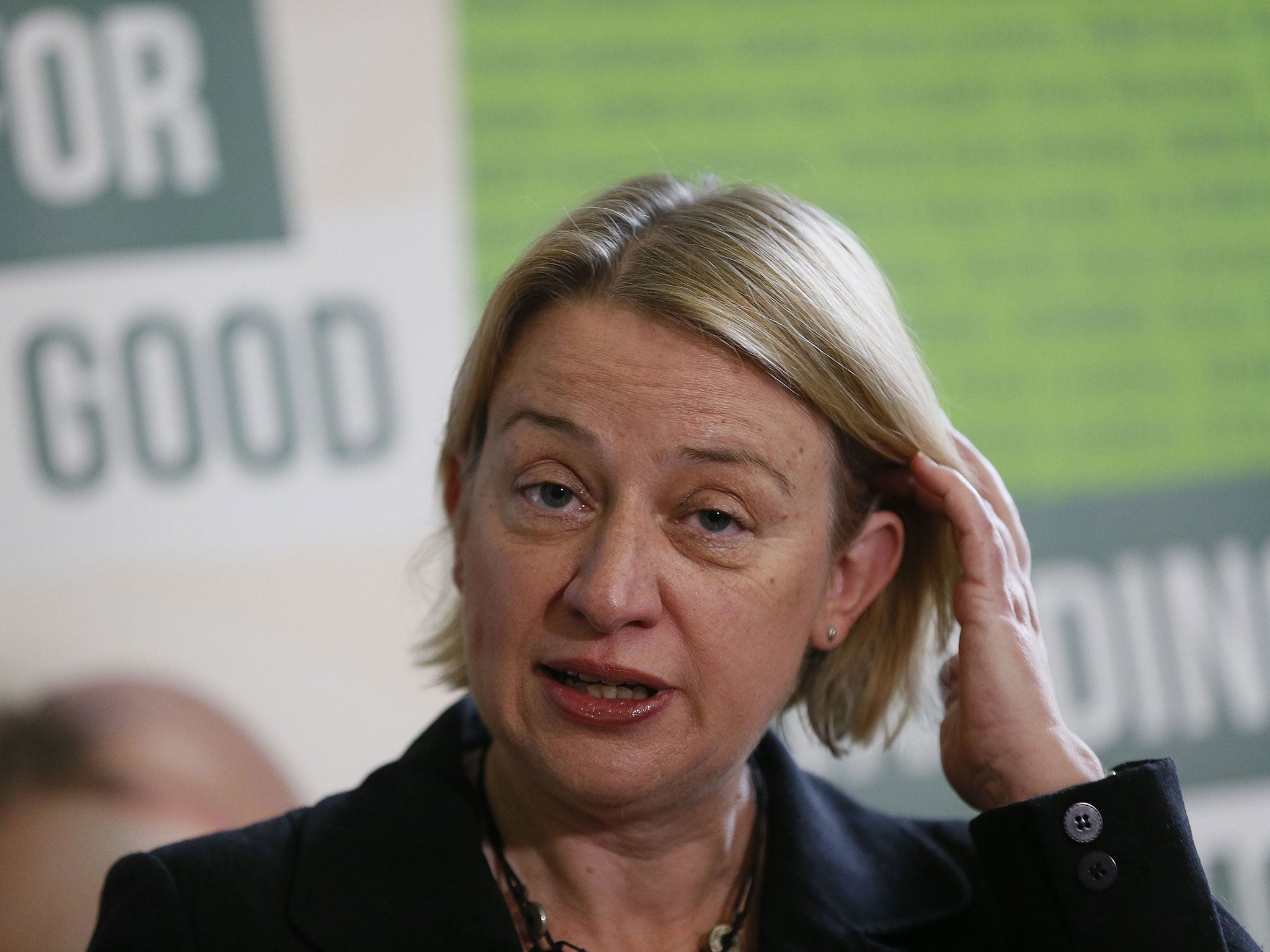 Britain's Green Party leader Natalie Bennett speaks during the party's general election campaign launch in central London on 24 February, 2015