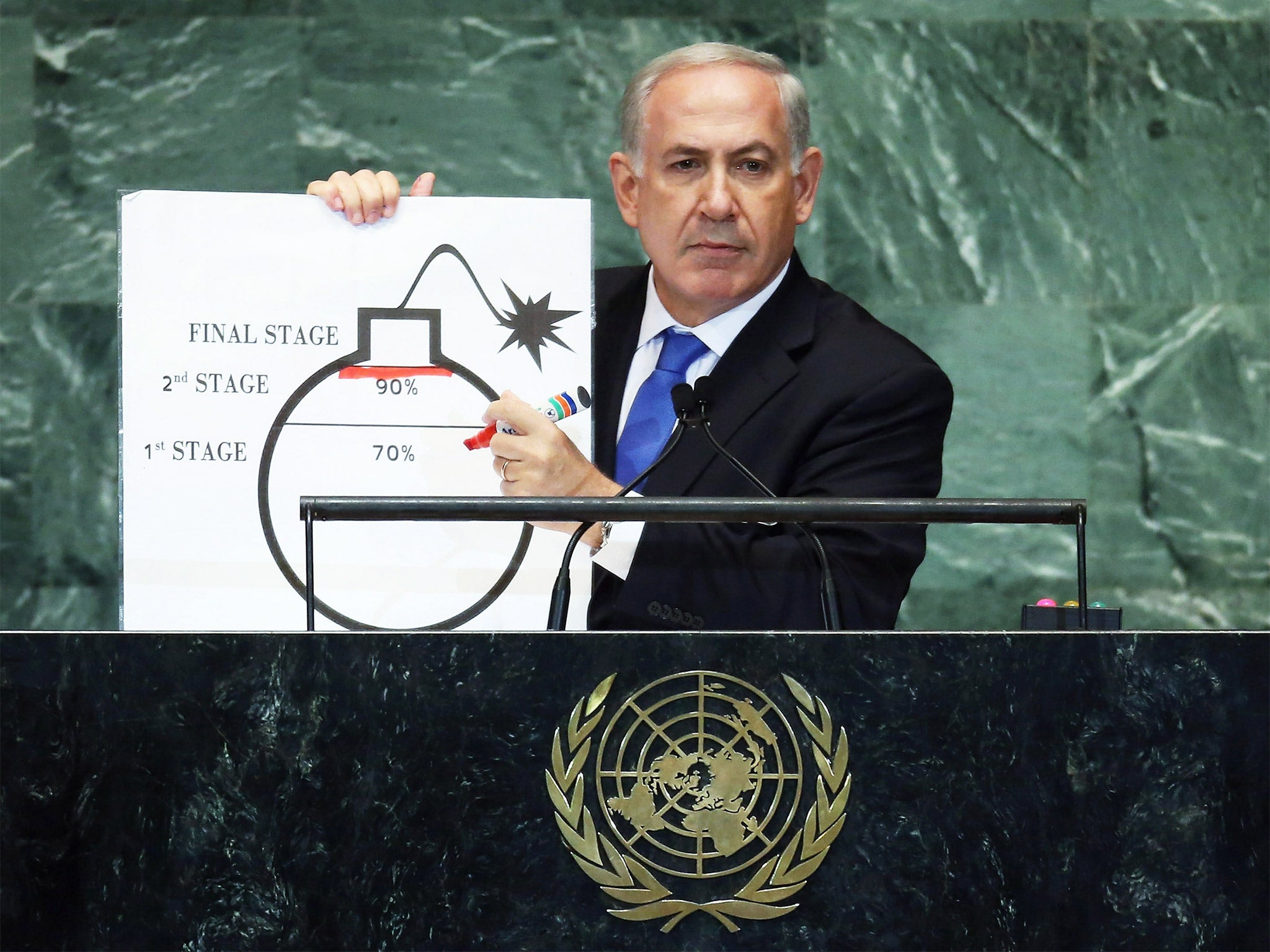 Benjamin Netanyahu and his cartoon bomb – the Israeli PM shows his ‘evidence’