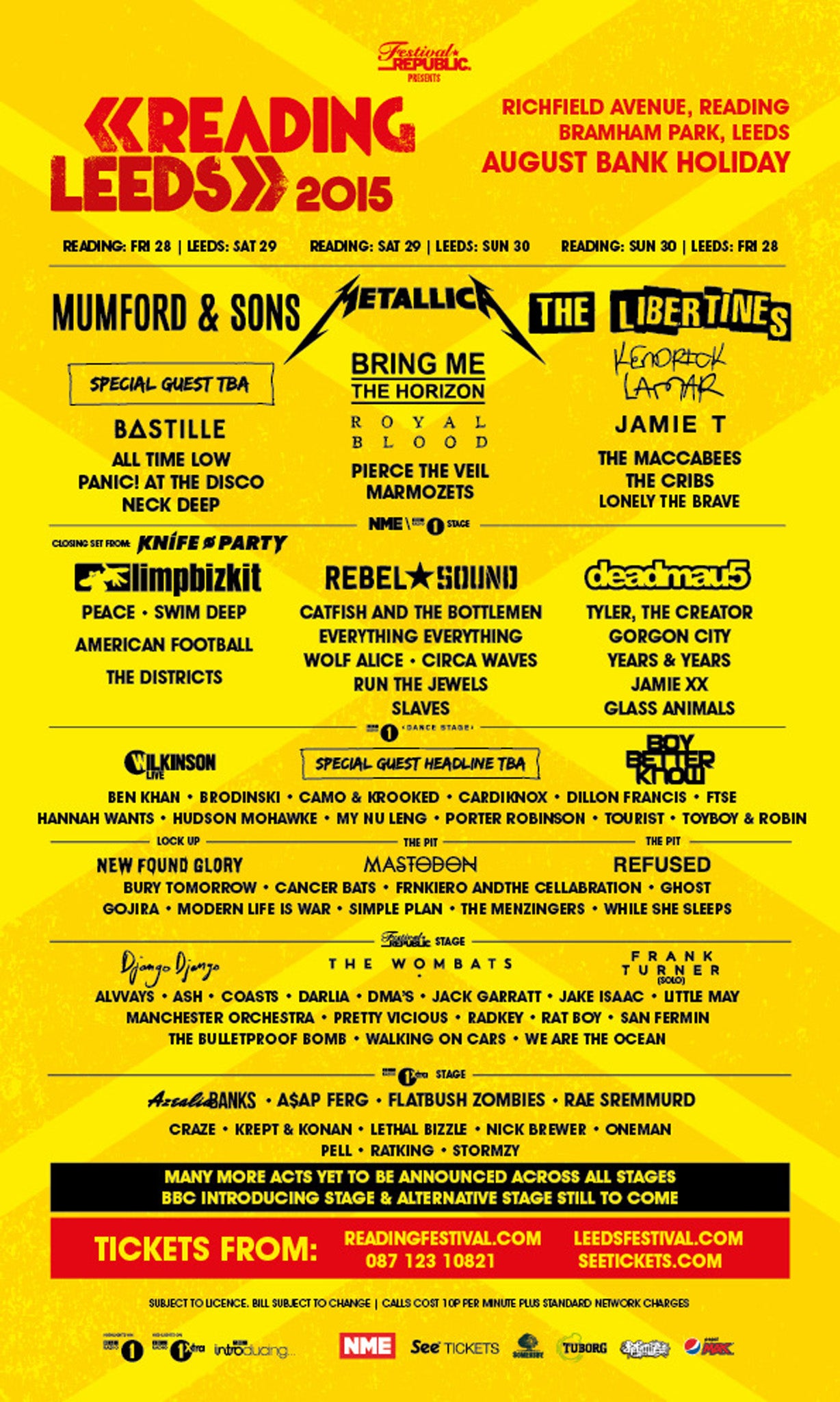 Reading and Leeds 2015 line-up