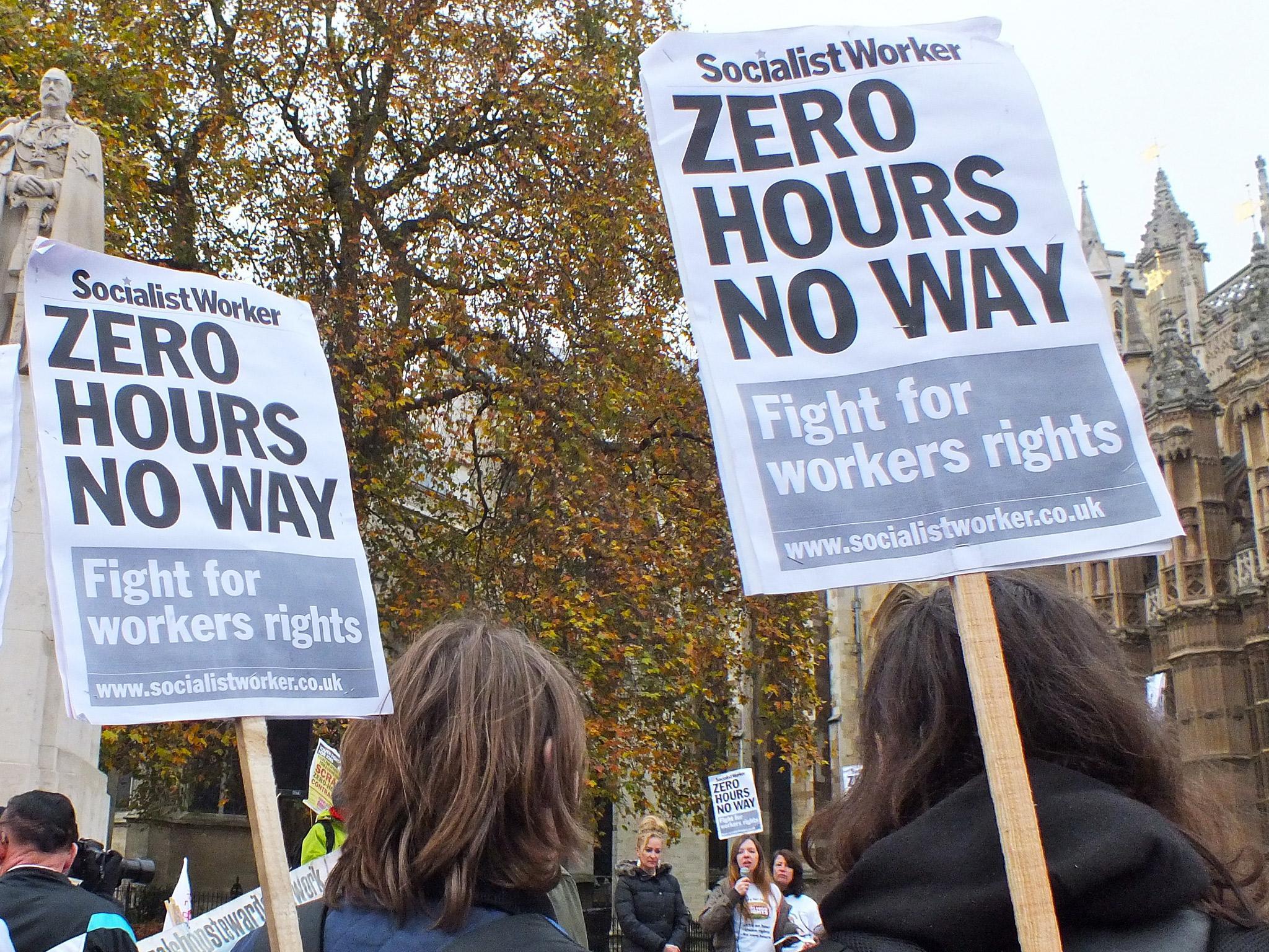 Fast Food Rights campaigners and members of the Bakers, Food and Allied Workers Union protest against the rise of zero hour contracts, in London last weekend