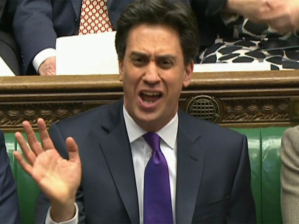Ed Miliband during a heated debate at PMQs