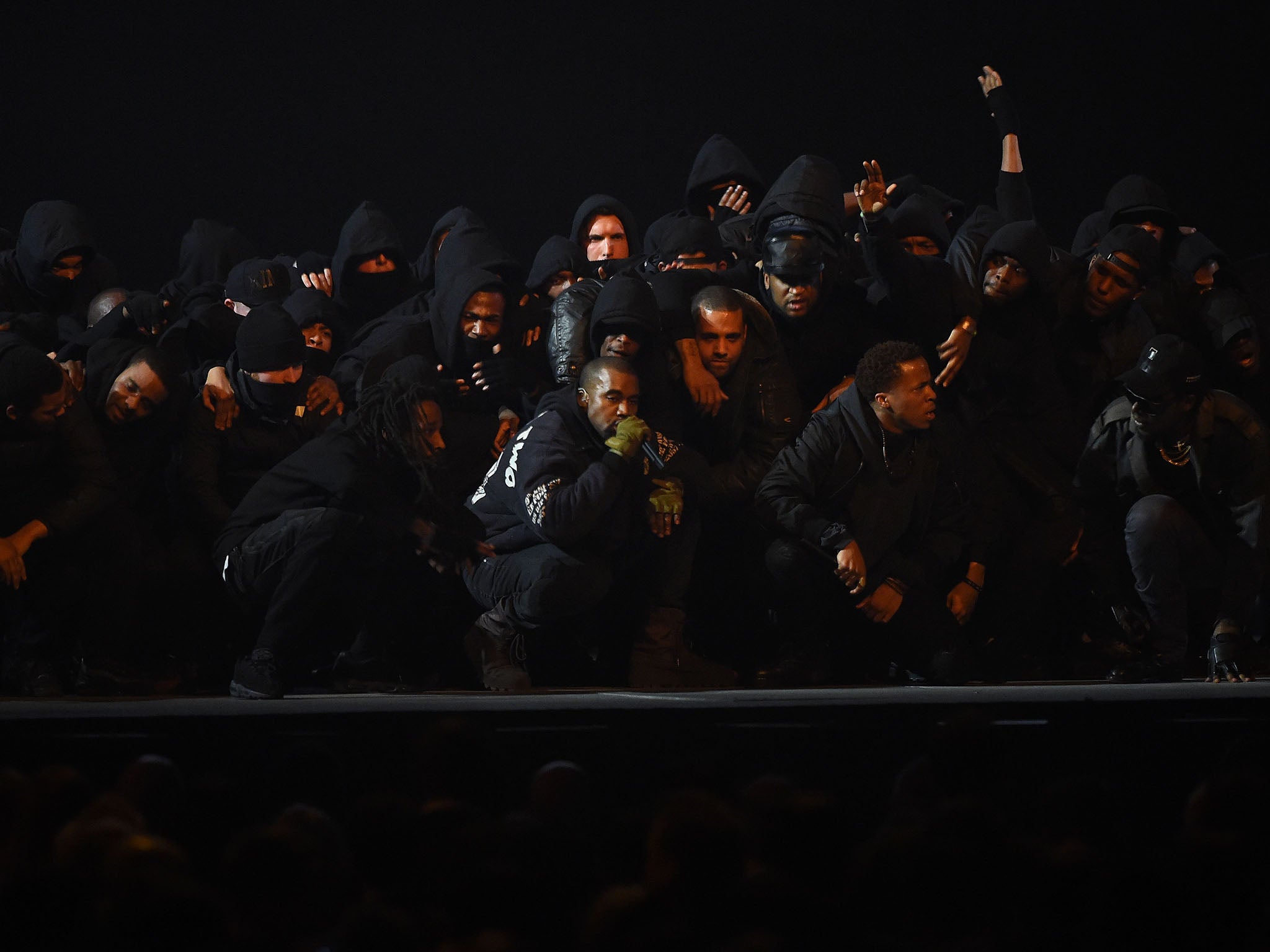 Kanye West performs live at the Brit Awards 2015