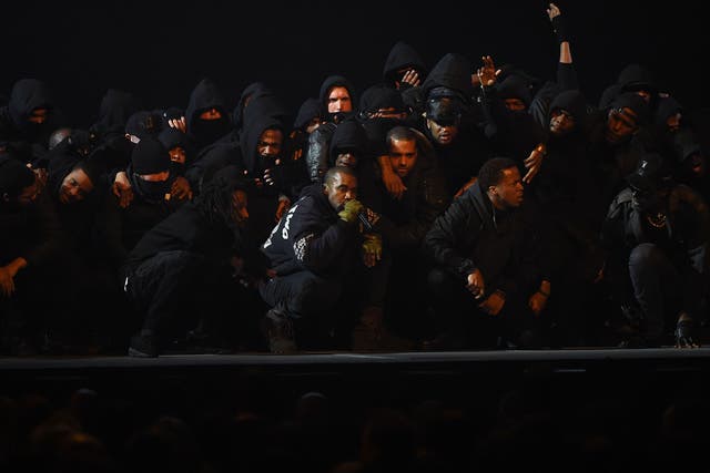 Kanye West performs live at the Brit Awards 2015