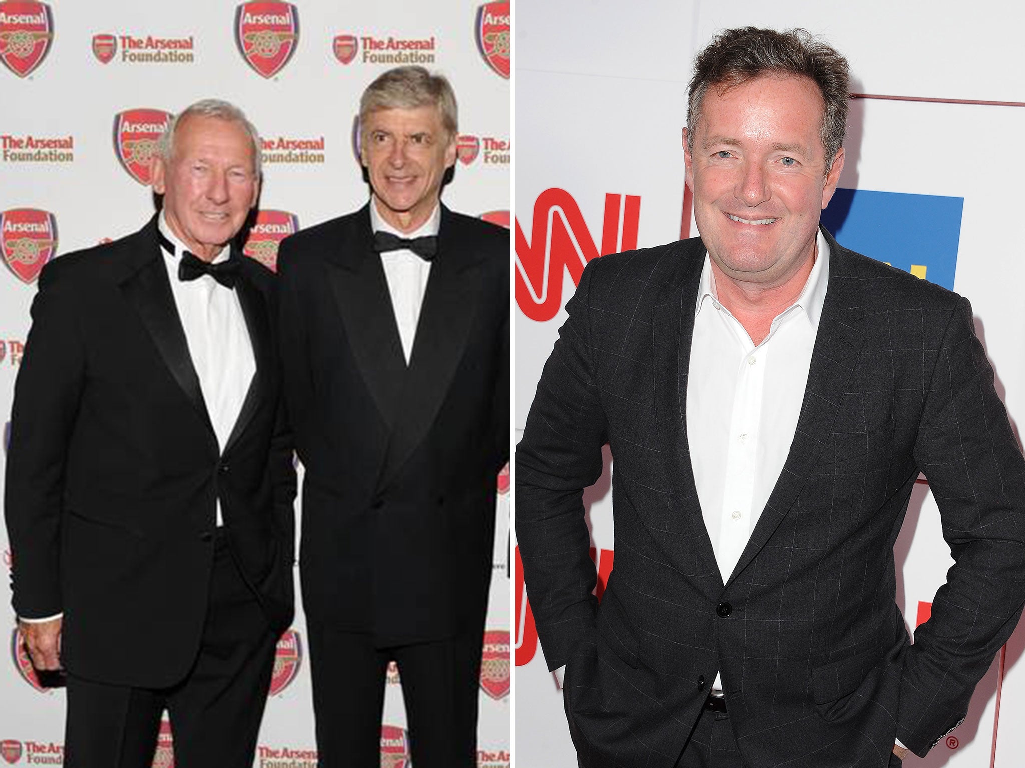 Bob Wilson alongside Arsene Wenger, and Piers Morgan