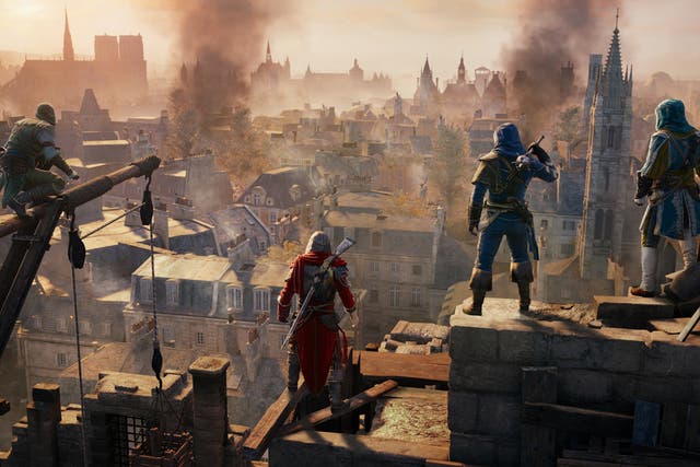 A scene from the video game Assassin’s Creed Unity