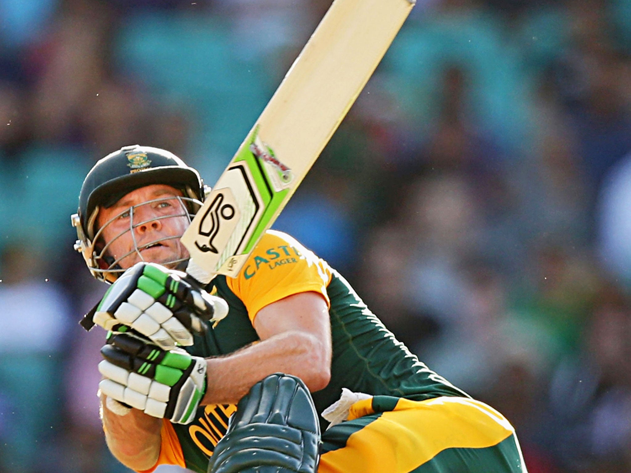 AB de Villiers of South Africa bats during the 2015 ICC Cricket World Cup match between South Africa and the West Indies on Friday