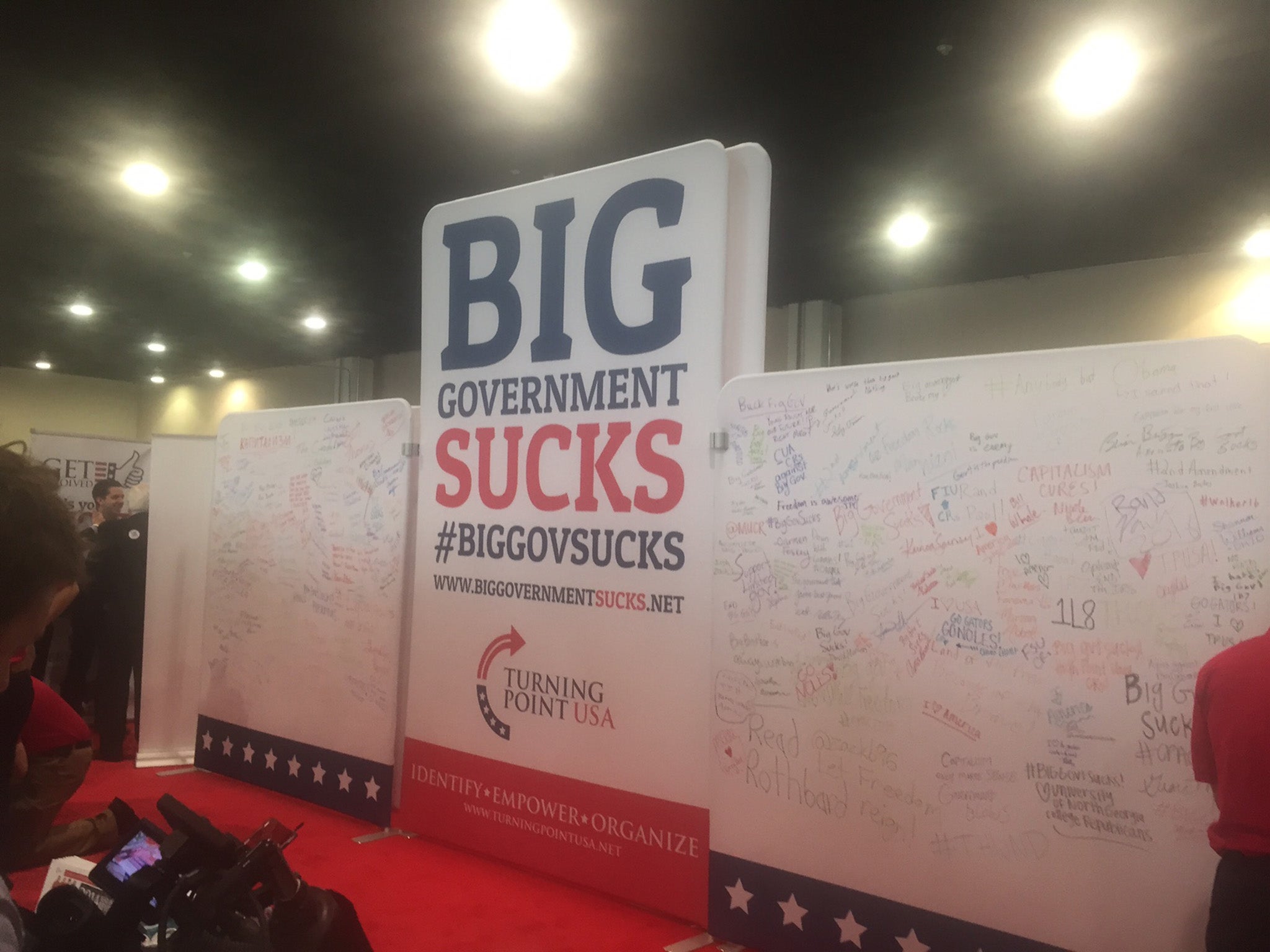 One of the most popular booths at CPAC was the 'Big Government Sucks' booth. People all around the conference could be seen wearing stickers with the same slogan.