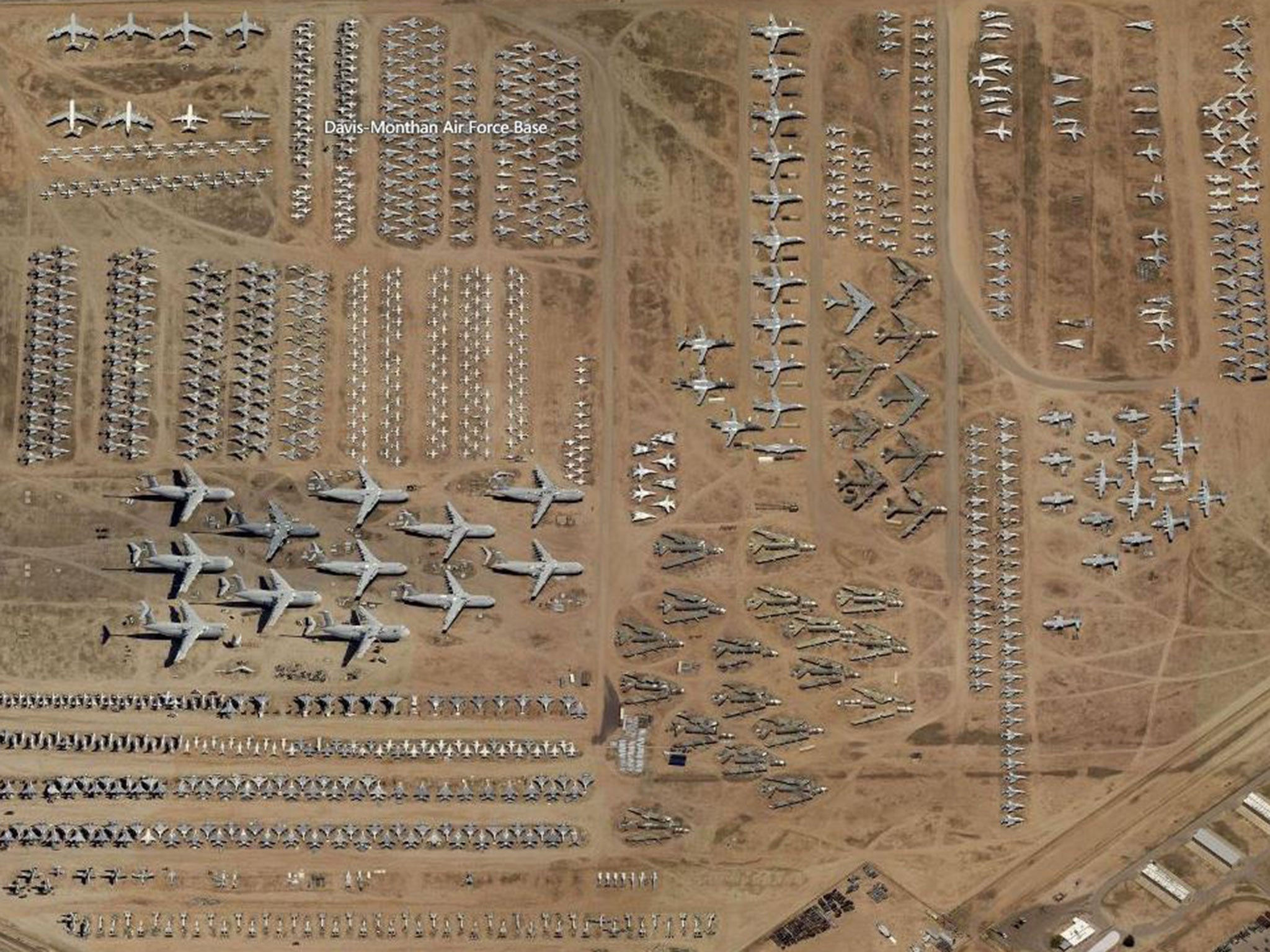 'The Boneyard' at the Davis-Monthan Air Force Base in Arizona houses 4,400 planes