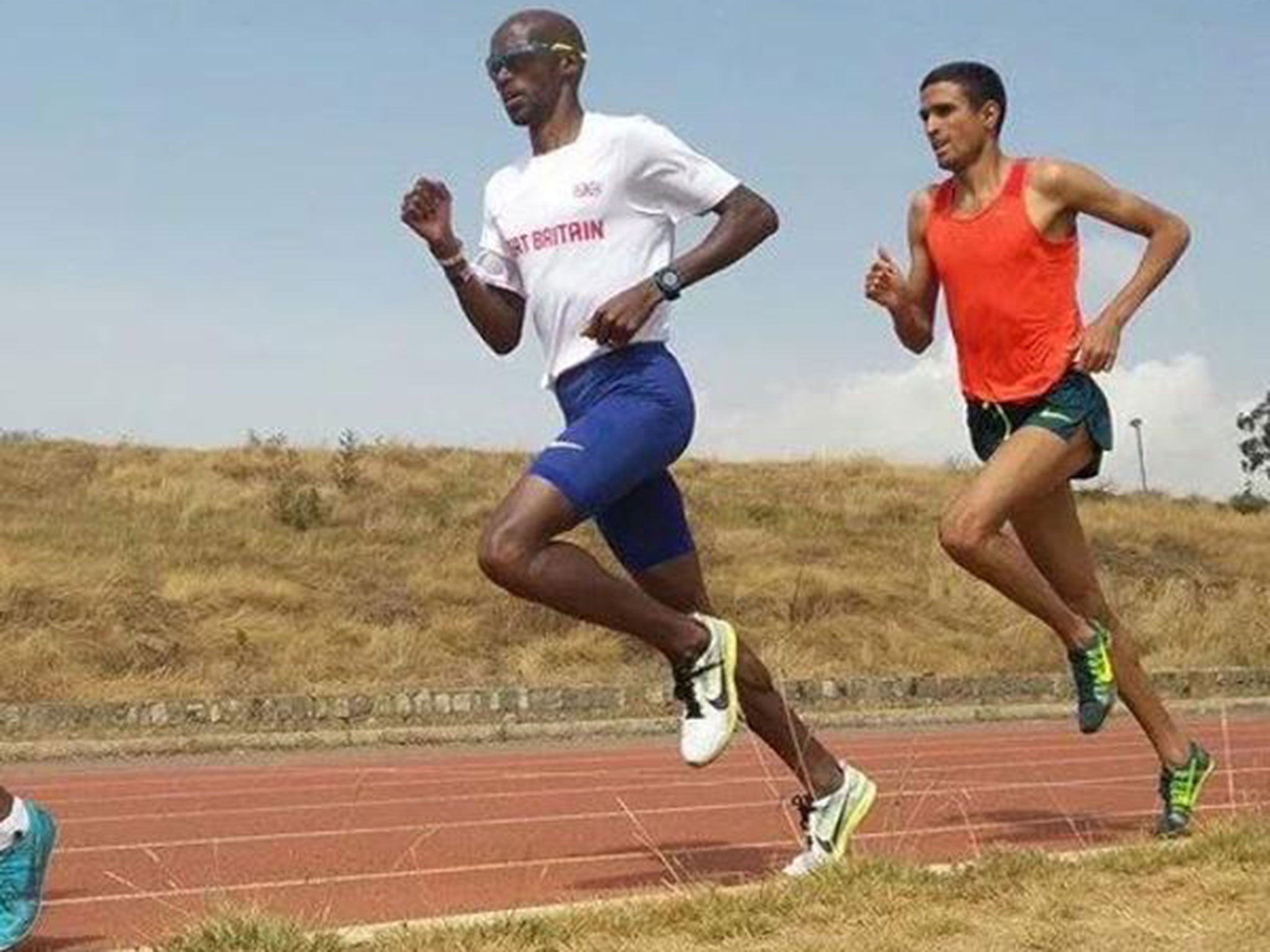 Mo Farah pictured with Hamza Driouch in Ethopia