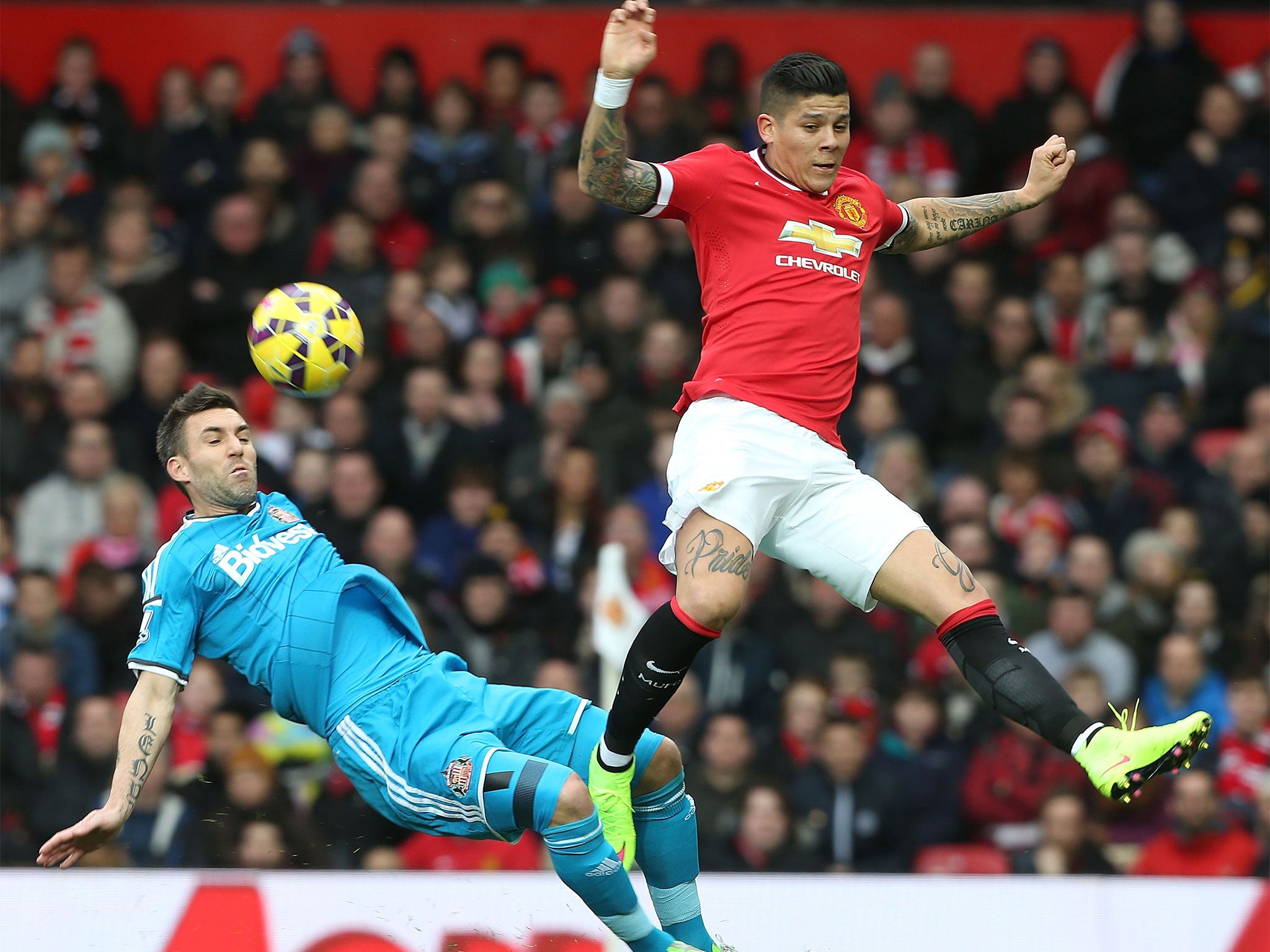 Marcos Rojo in action for Manchester United