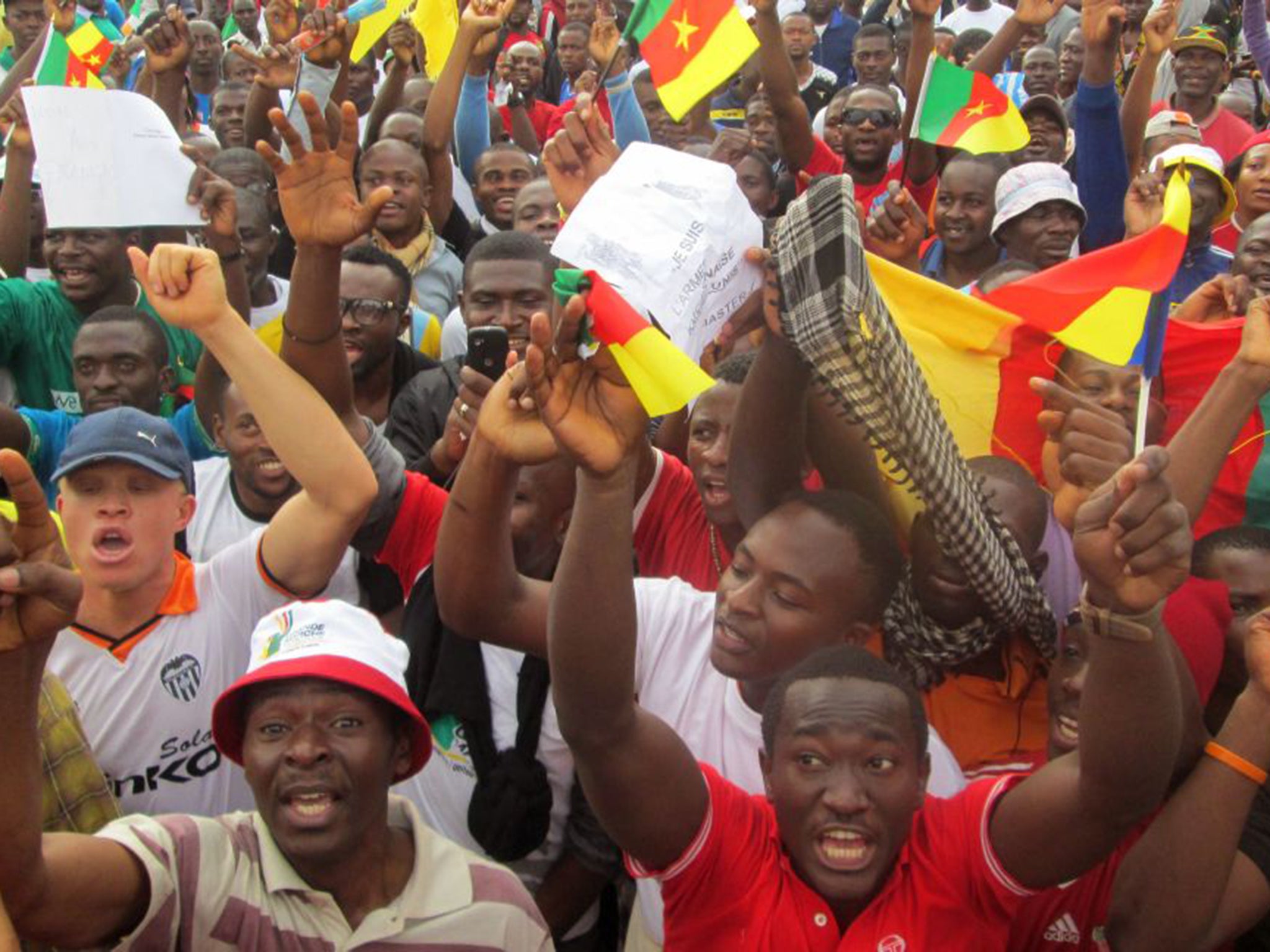 Solidarity march: Yaounde protesters yesterday backed their armed forces