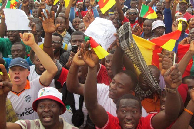 Solidarity march: Yaounde protesters yesterday backed their armed forces