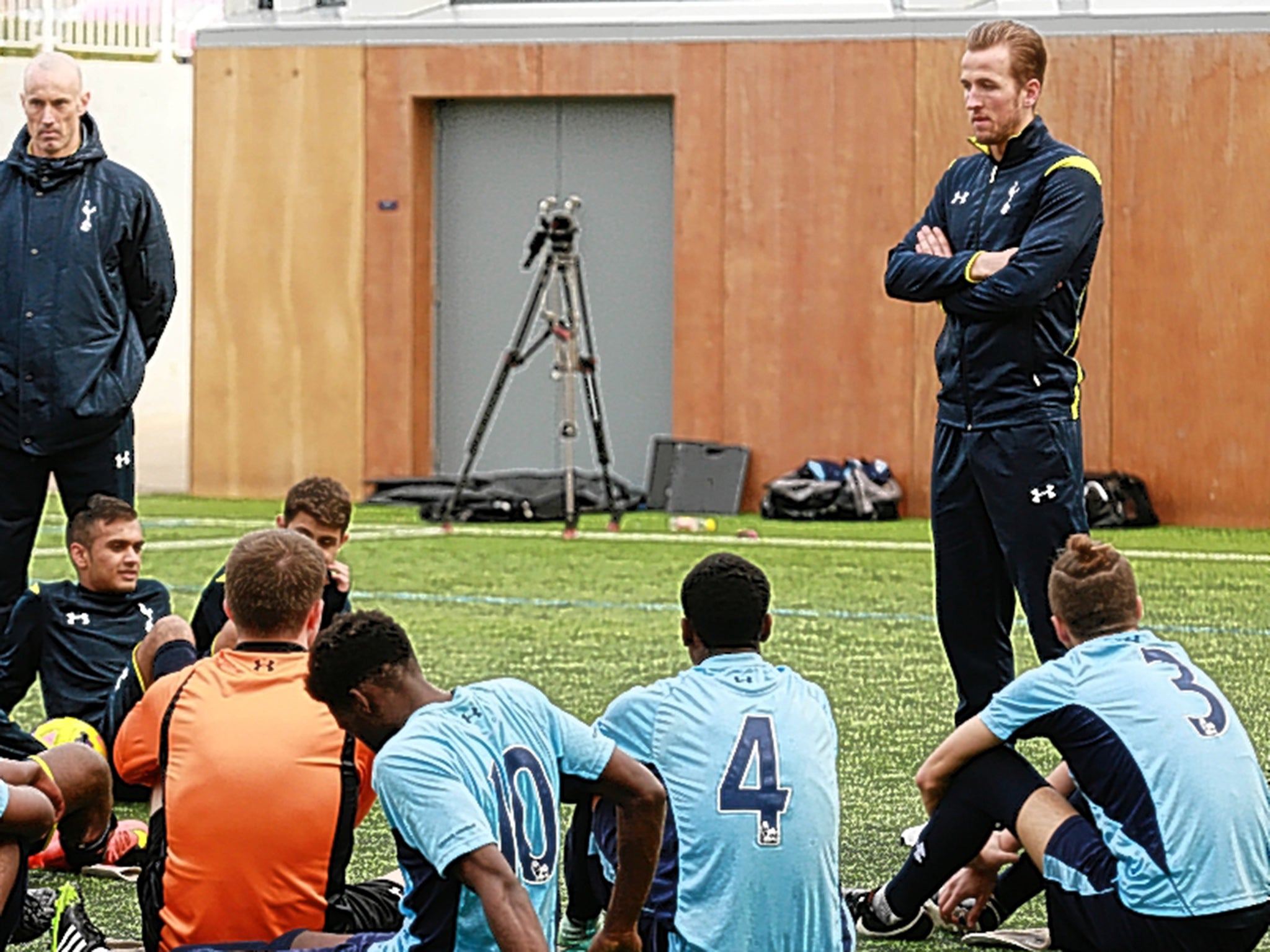 Kane took a coaching session at Tottenham's Enfield training base earlier this week