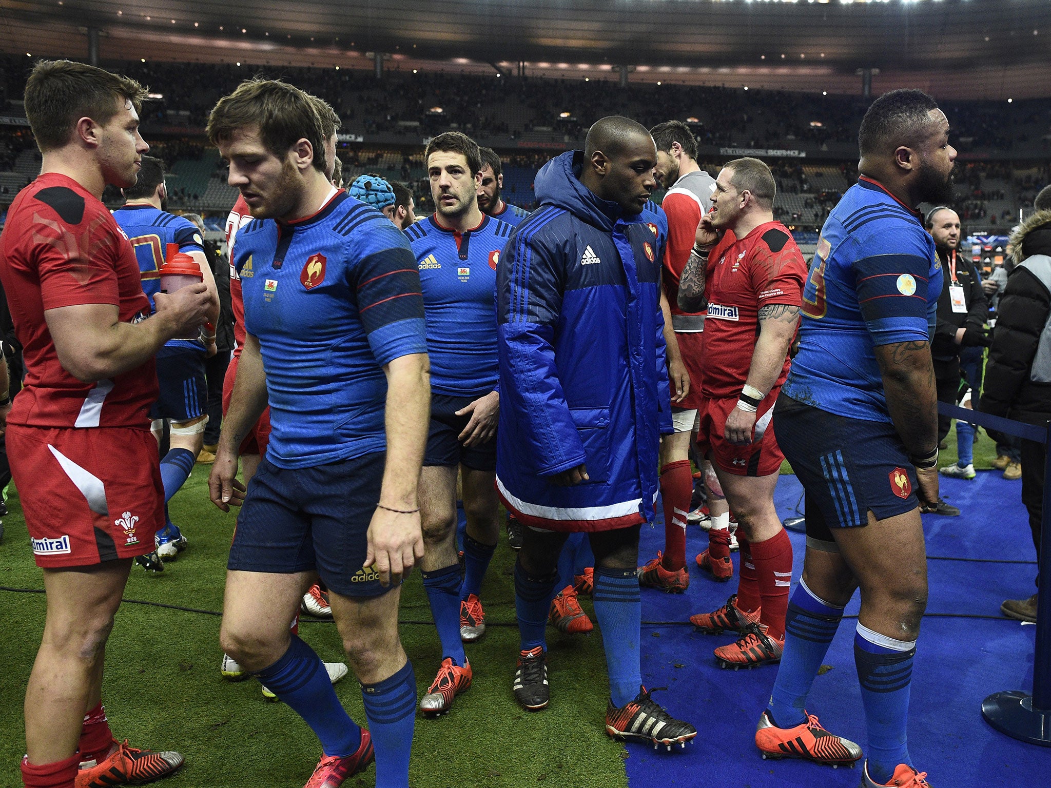 France look dejected after defeat to Wales