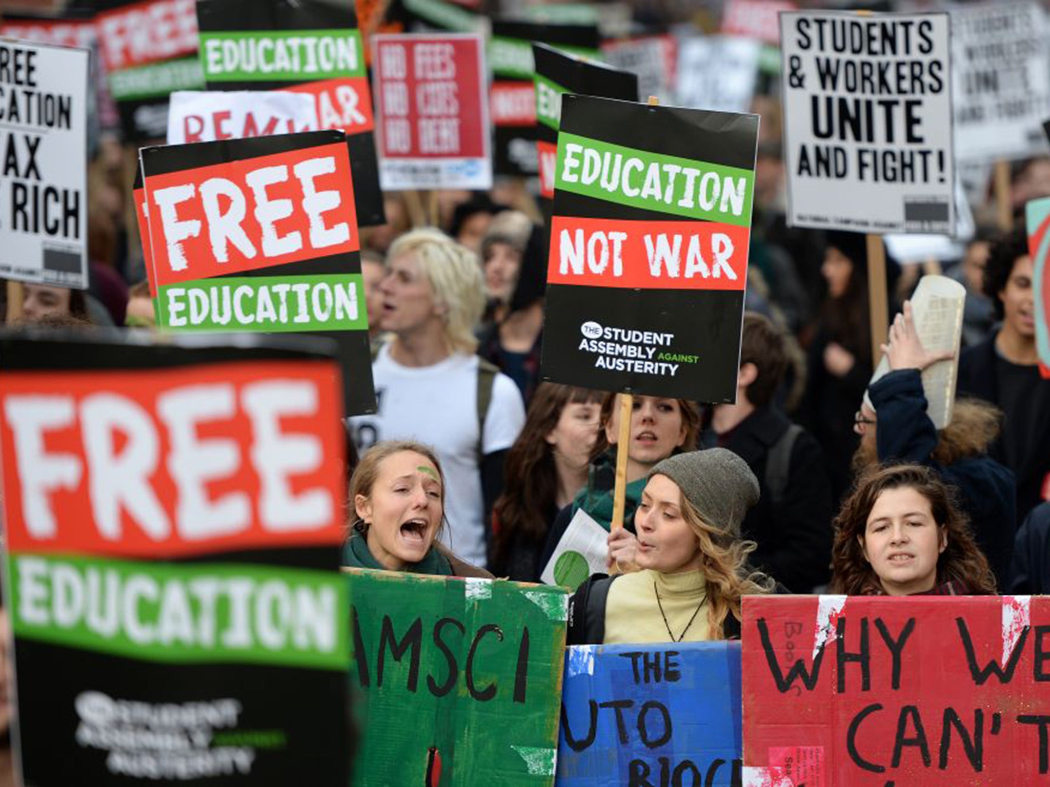 A protest against tuition fees in London last November