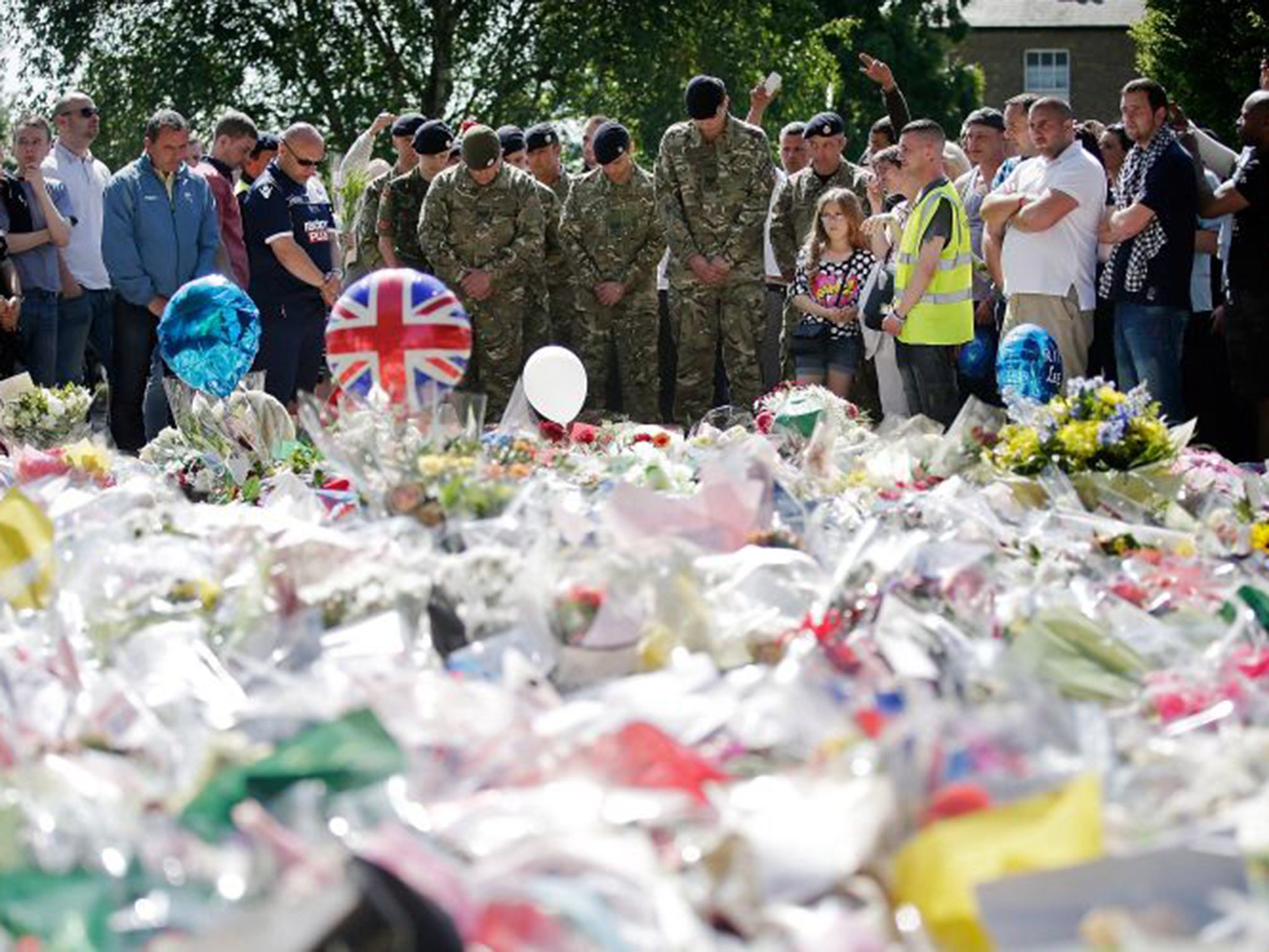 Floral tributes to Fusilier Lee Rigby at the spot where he was killed