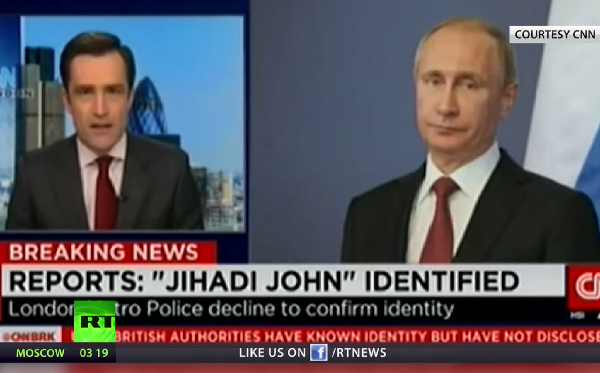 CNN showed an image of Vladimir Putin during a report on Jihadi John