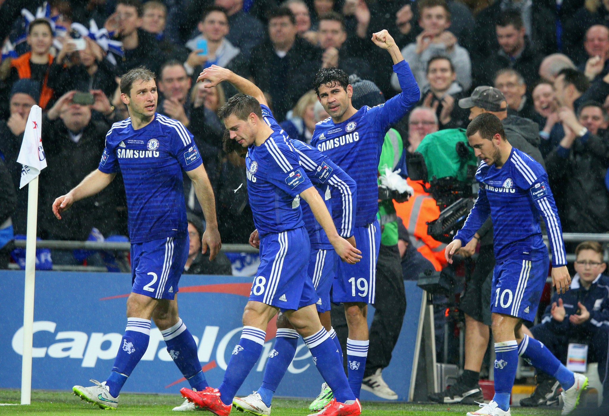 Diego Costa celebrates Chelsea second