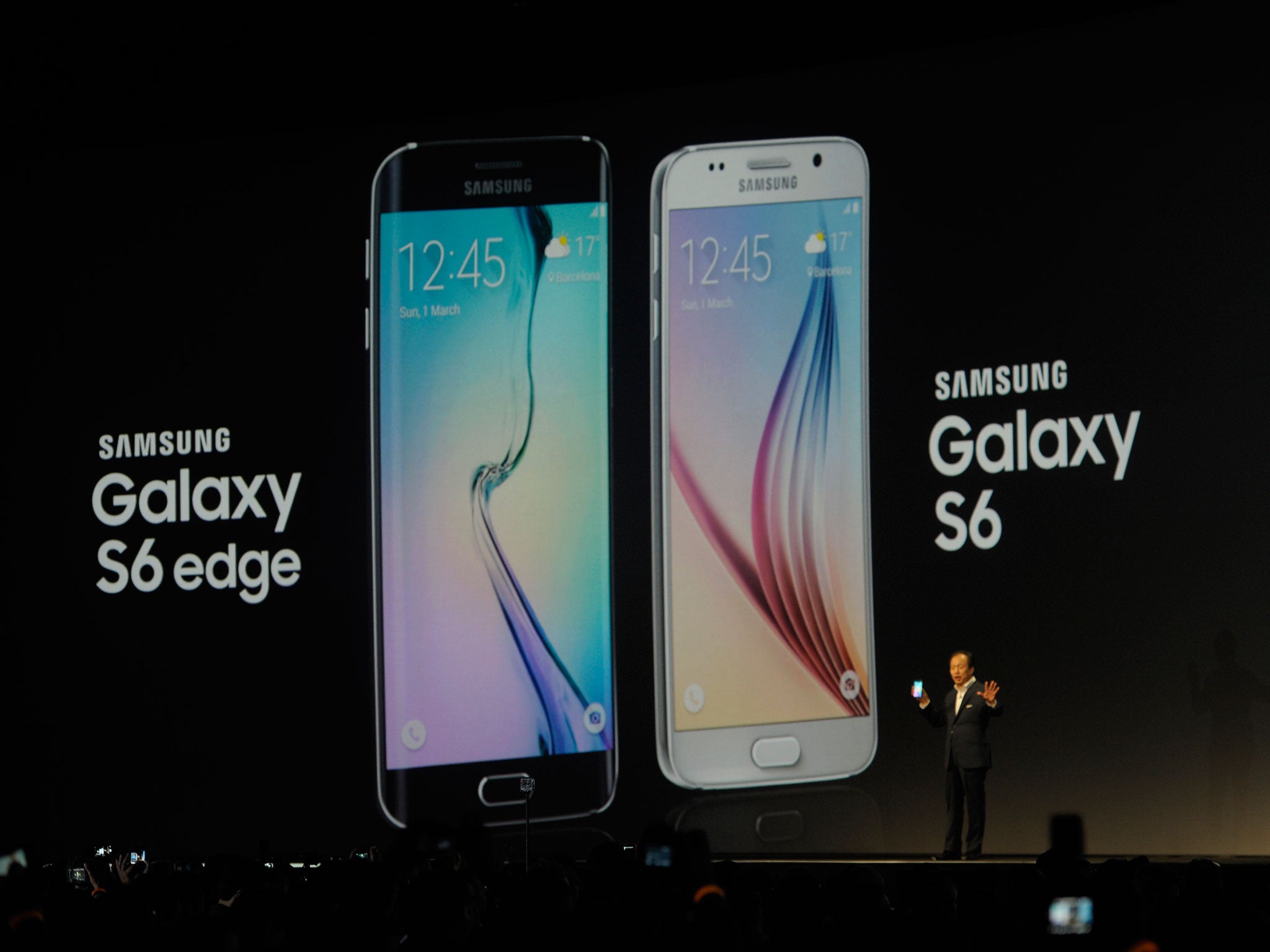 Samsung CEO and President, J K Shin, unveils the Galaxy S6 and S6 Edge in Barcelona