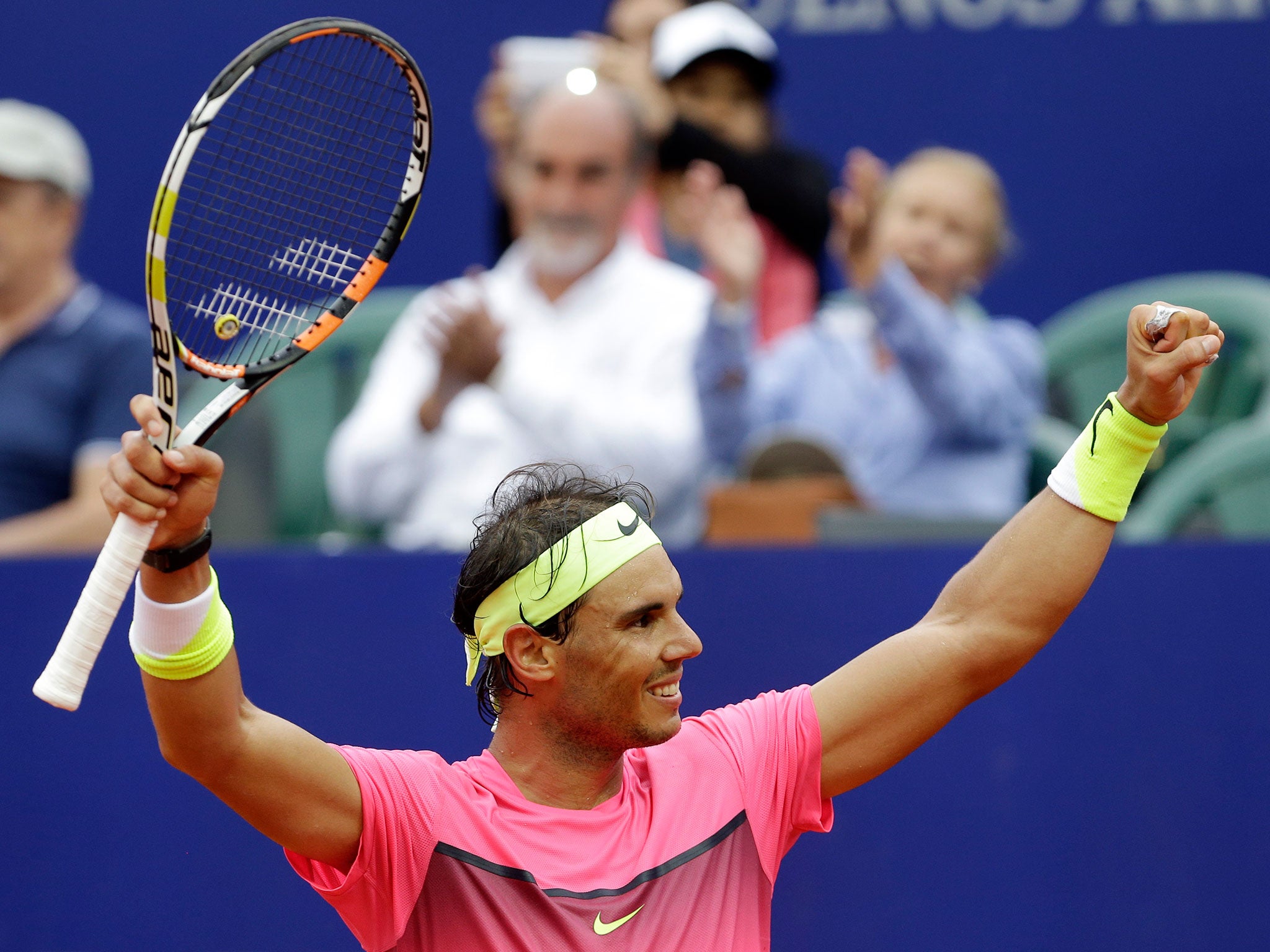 Rafael Nadal celebrates his first tournament win for nine months after beating Argentina’s Juan Monaco in Buenos Aires