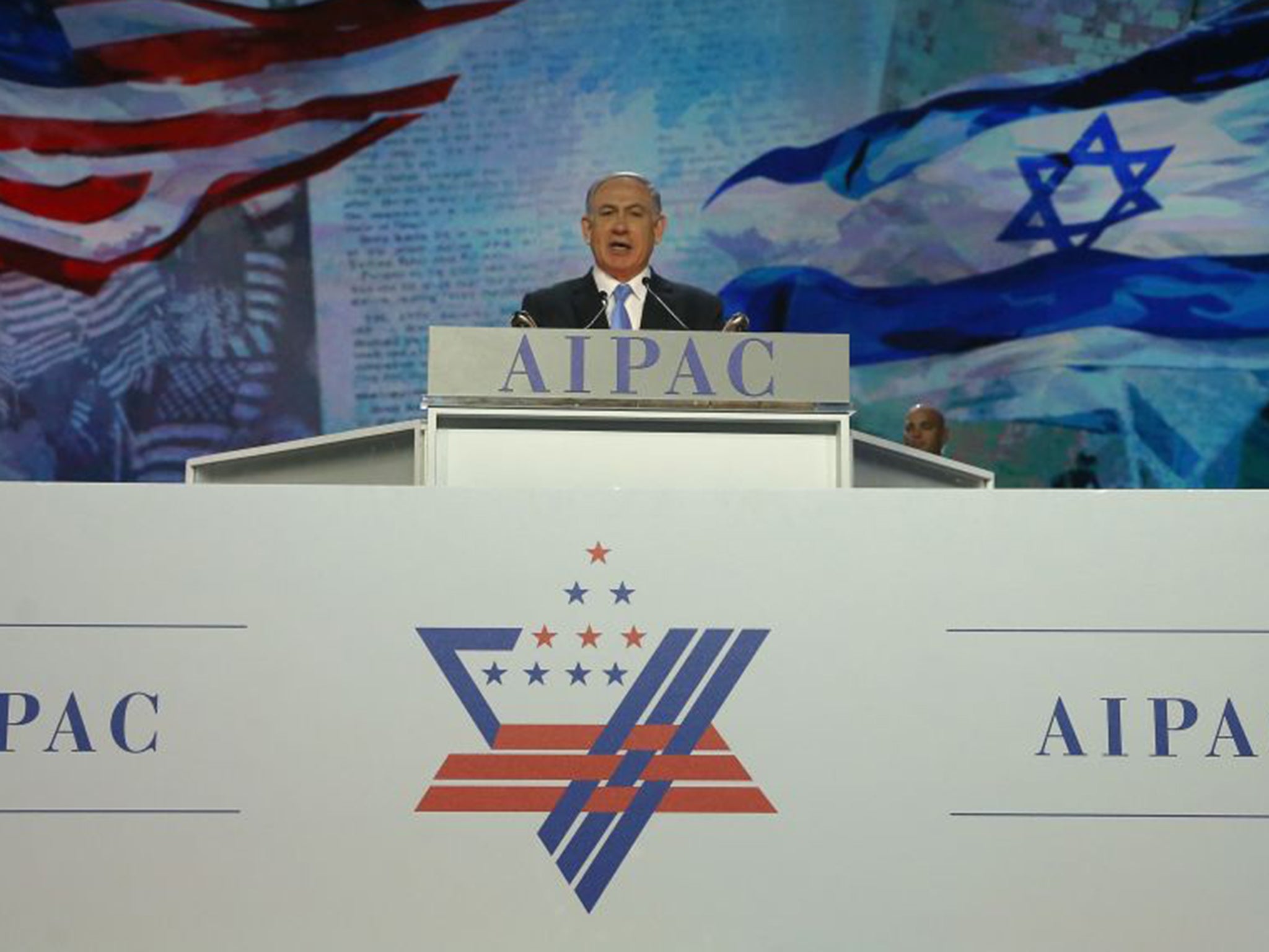 Benjamin Netanyahu at the American Israel Public Affairs Committee (AIPAC) on Monday