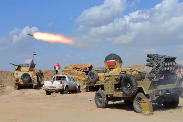 Some 30,000 Iraqi troops and militia backed by aircraft pounded jihadists in and around Tikrit