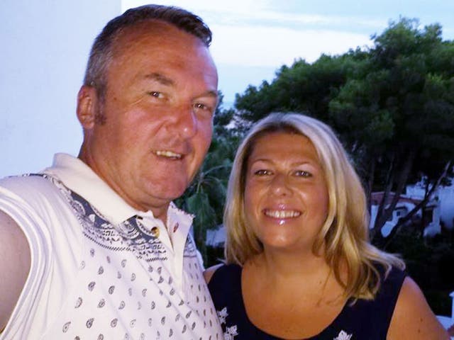 Conrad Clitheroe, 53, (pictured with his wife Valerie) who along with his friend, Gary Cooper, 45 and their former work colleague ex-pat Neil Munro, have been arrested in the United Arab Emirates 