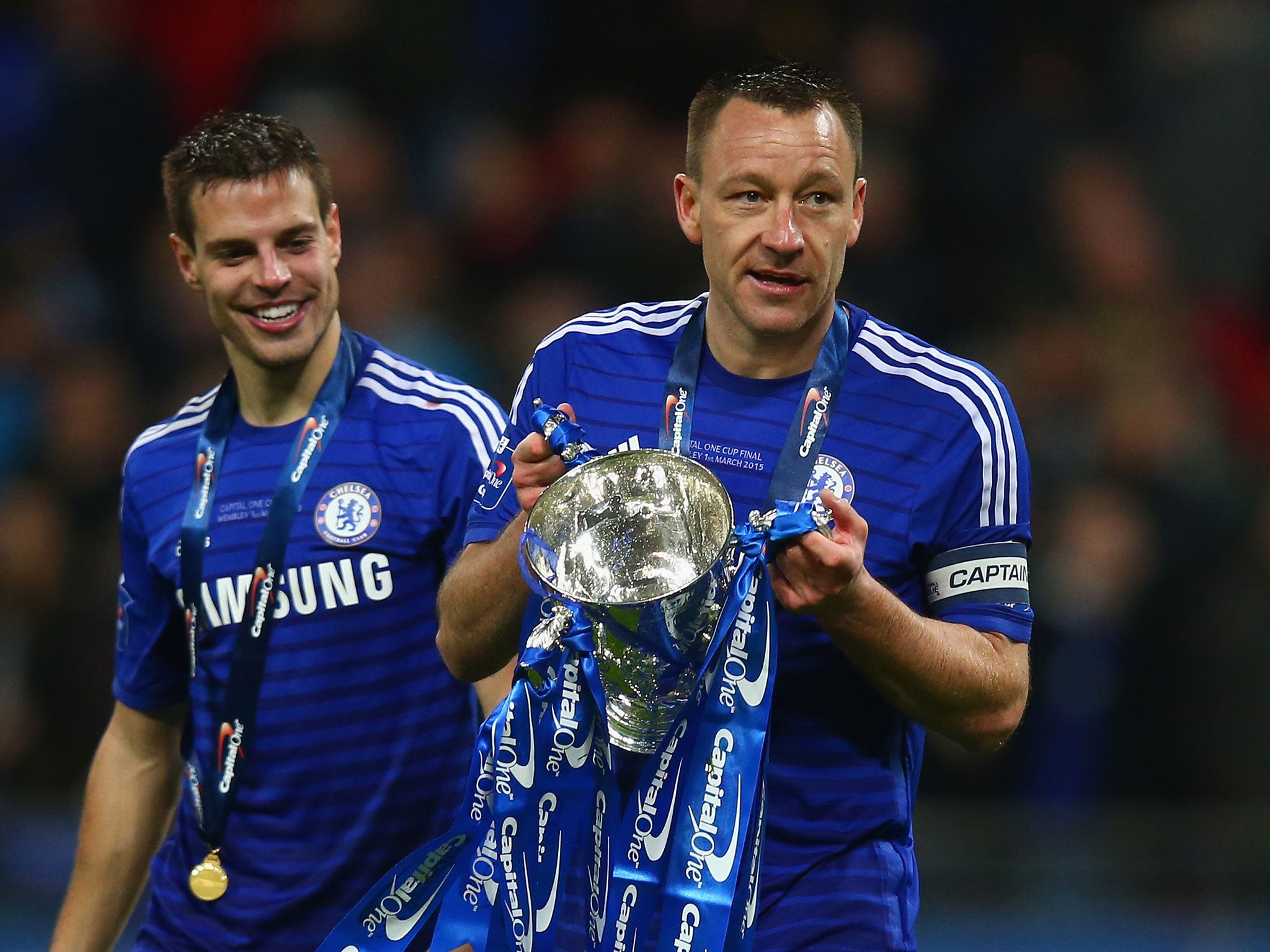 Chelsea captain John Terry holds the Capital One Cup